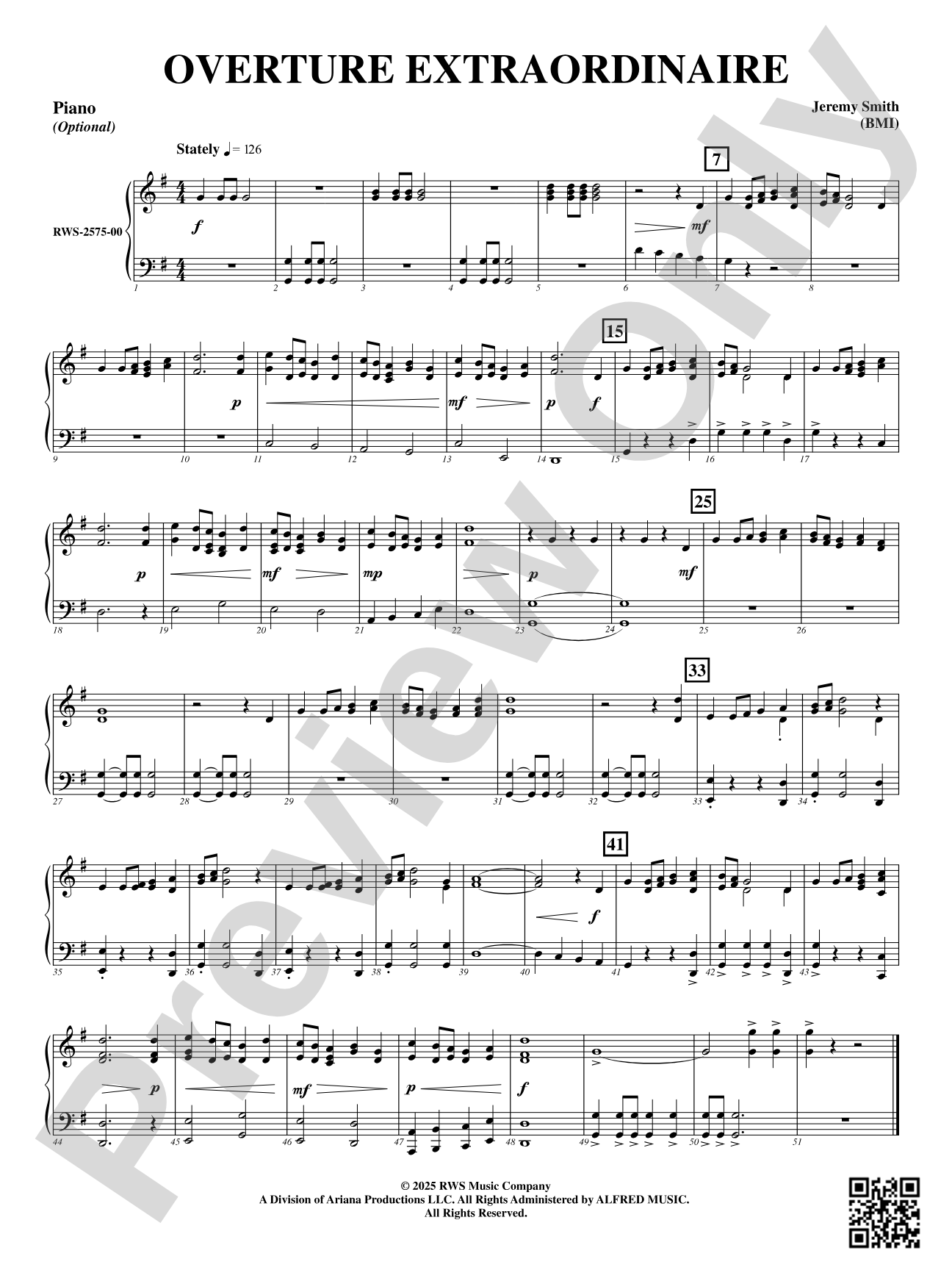 Overture Extraordinaire: Optional Piano Accompaniment