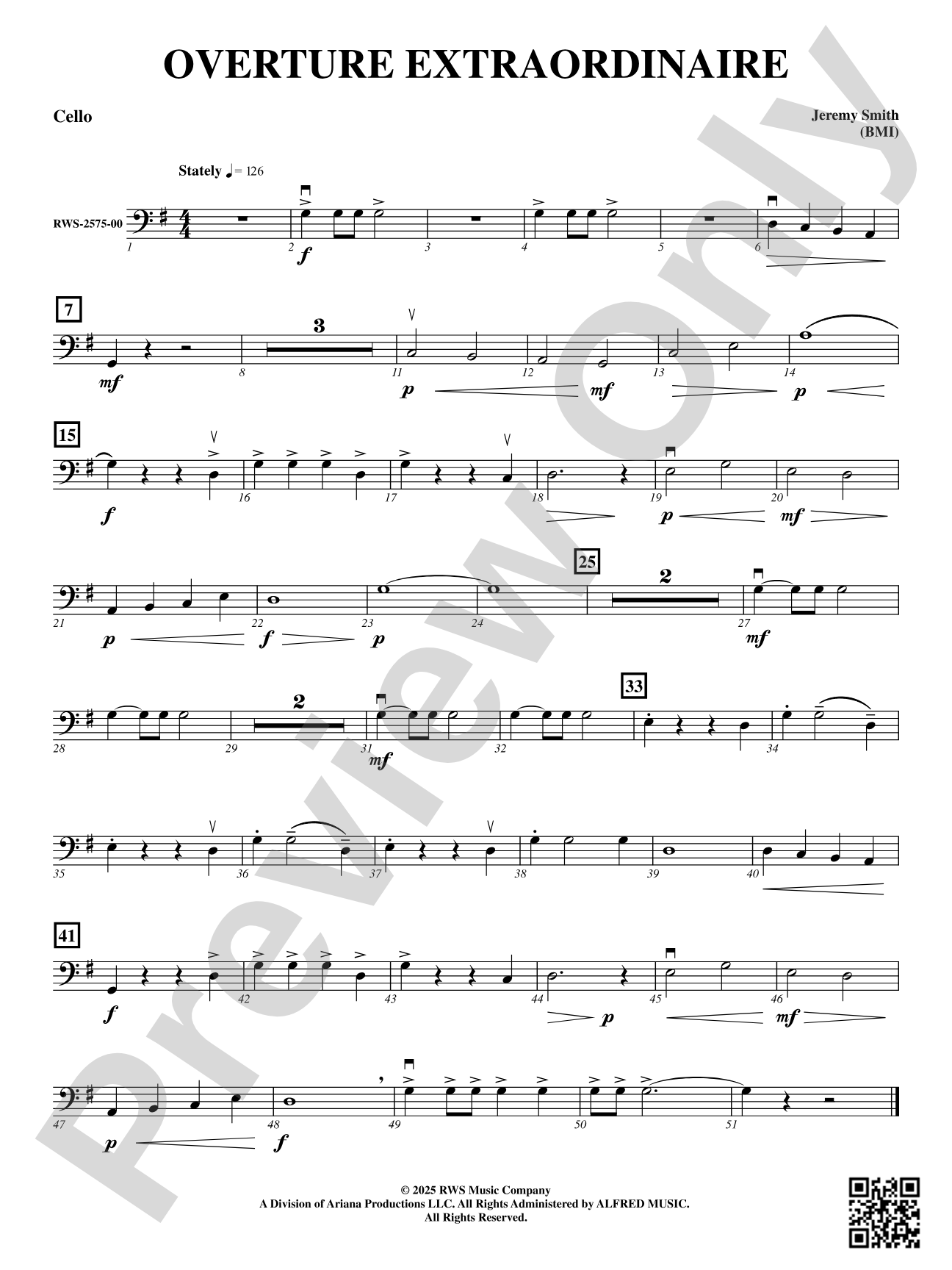 Overture Extraordinaire: Cello