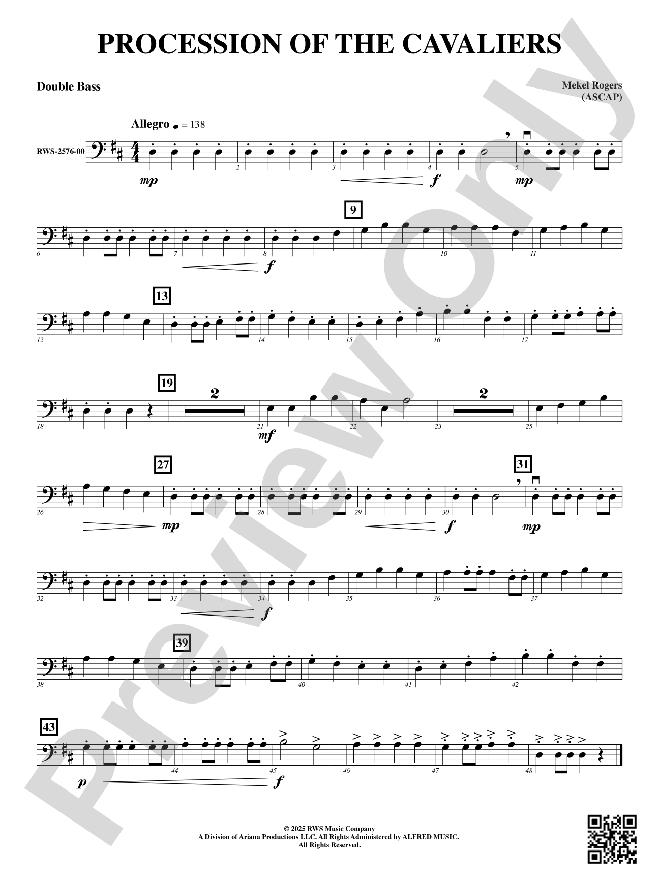 Procession Of The Cavaliers: Double Bass