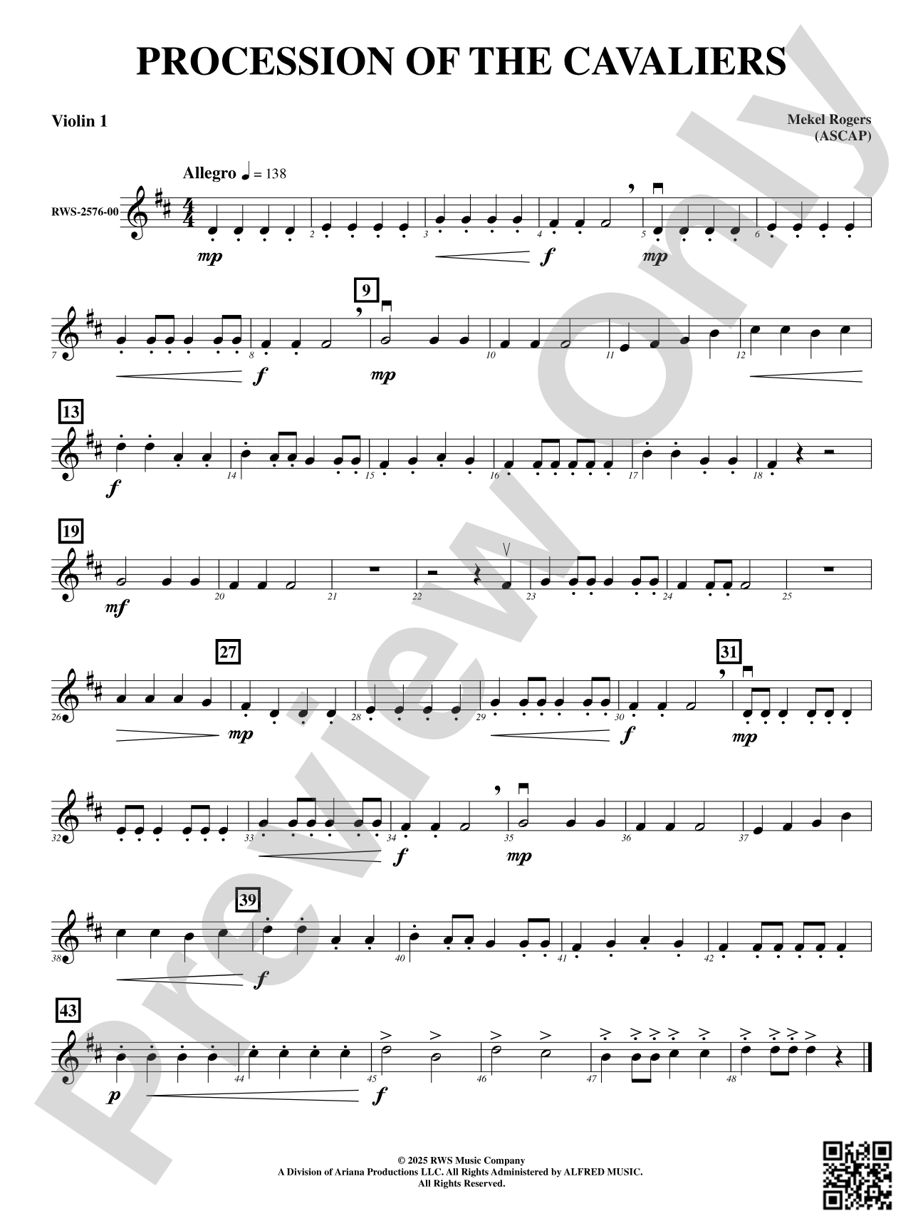 Procession Of The Cavaliers: 1st Violin