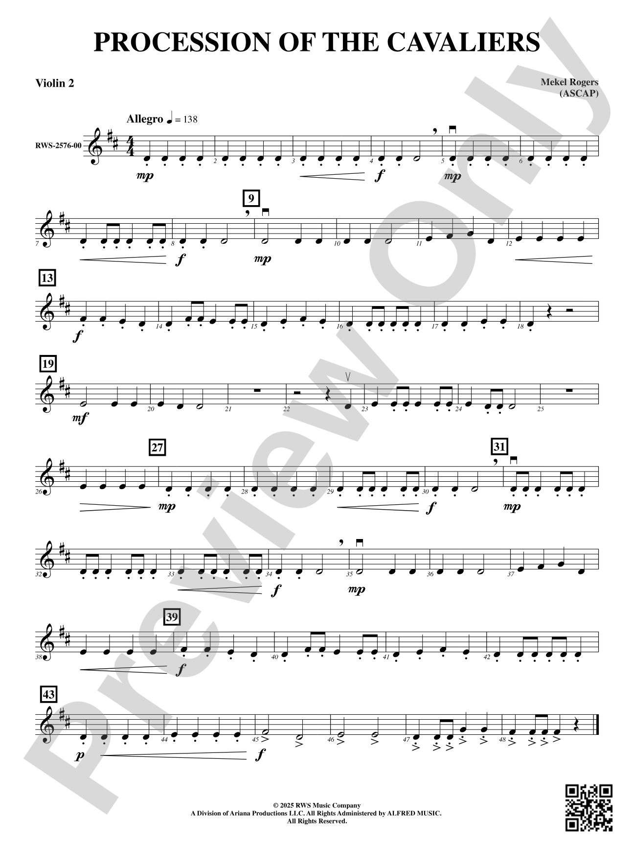 Procession Of The Cavaliers: 2nd Violin (Viola T.C.)