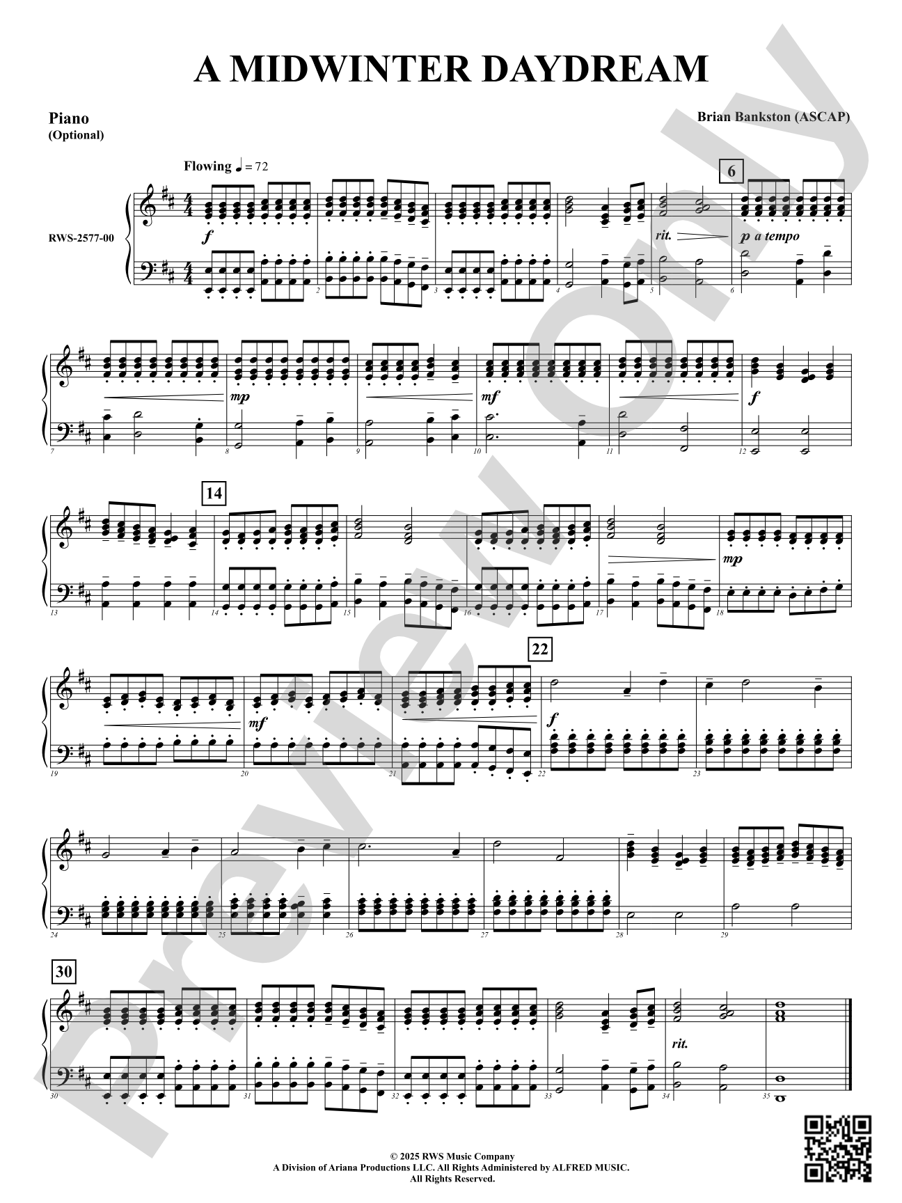 A Midwinter Daydream: Optional Piano Accompaniment