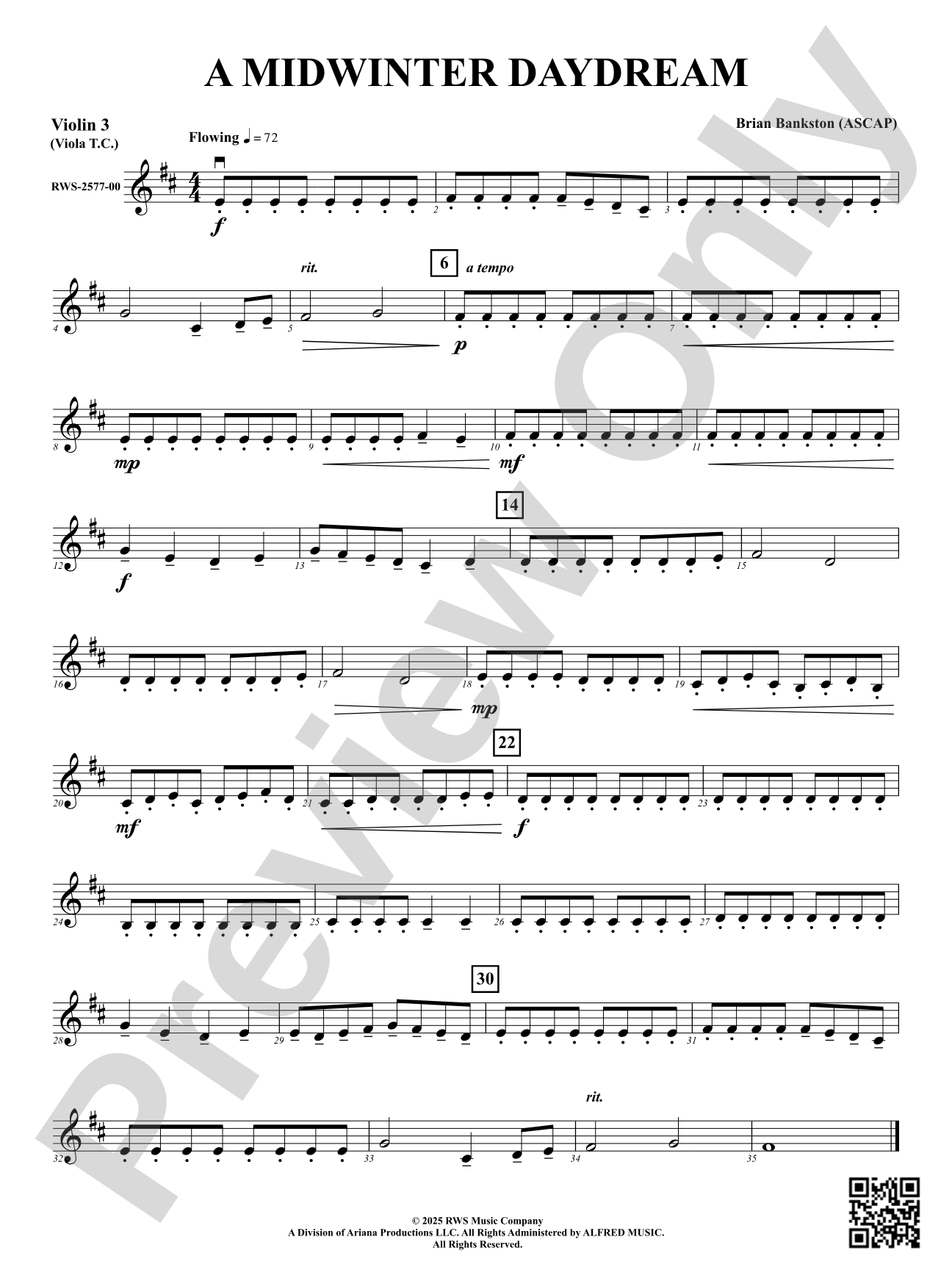A Midwinter Daydream: 3rd Violin (Viola T.C.)