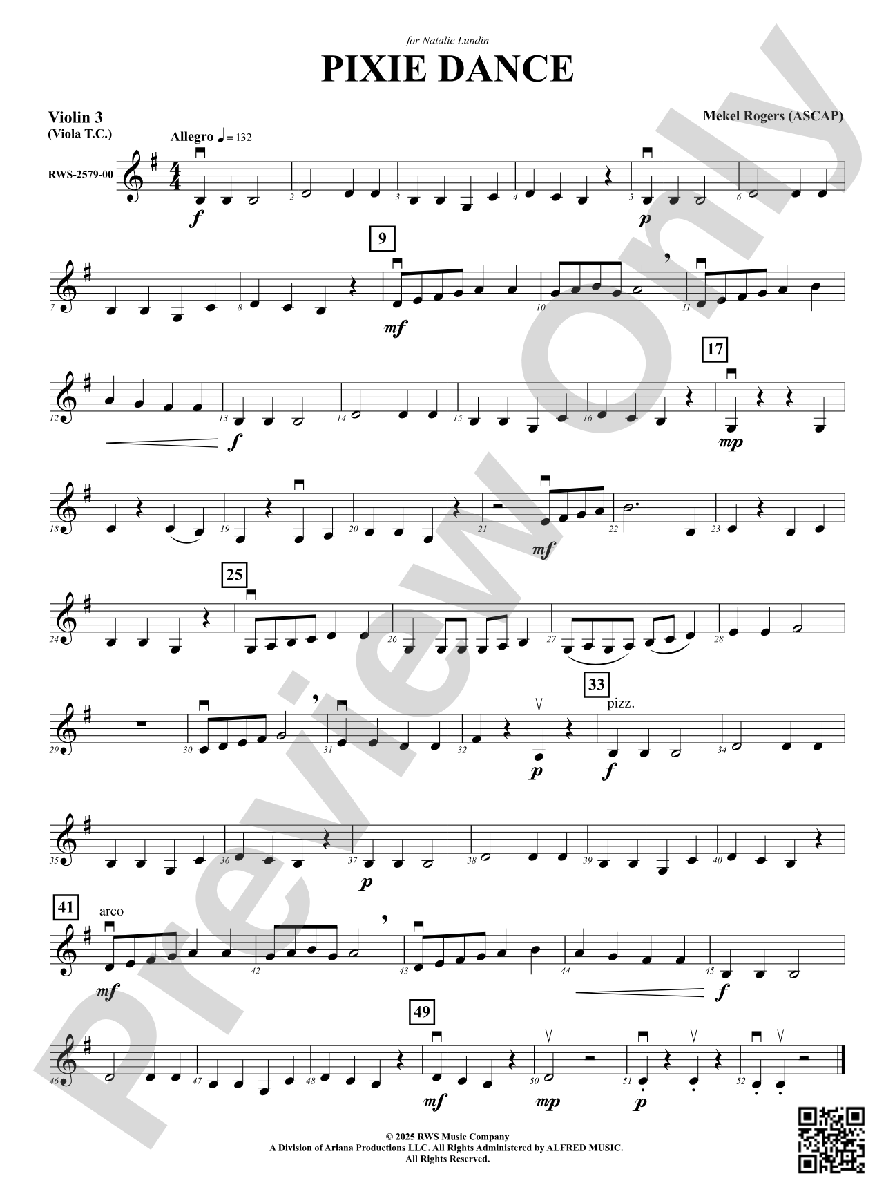 Pixie Dance: 3rd Violin (Viola T.C.)
