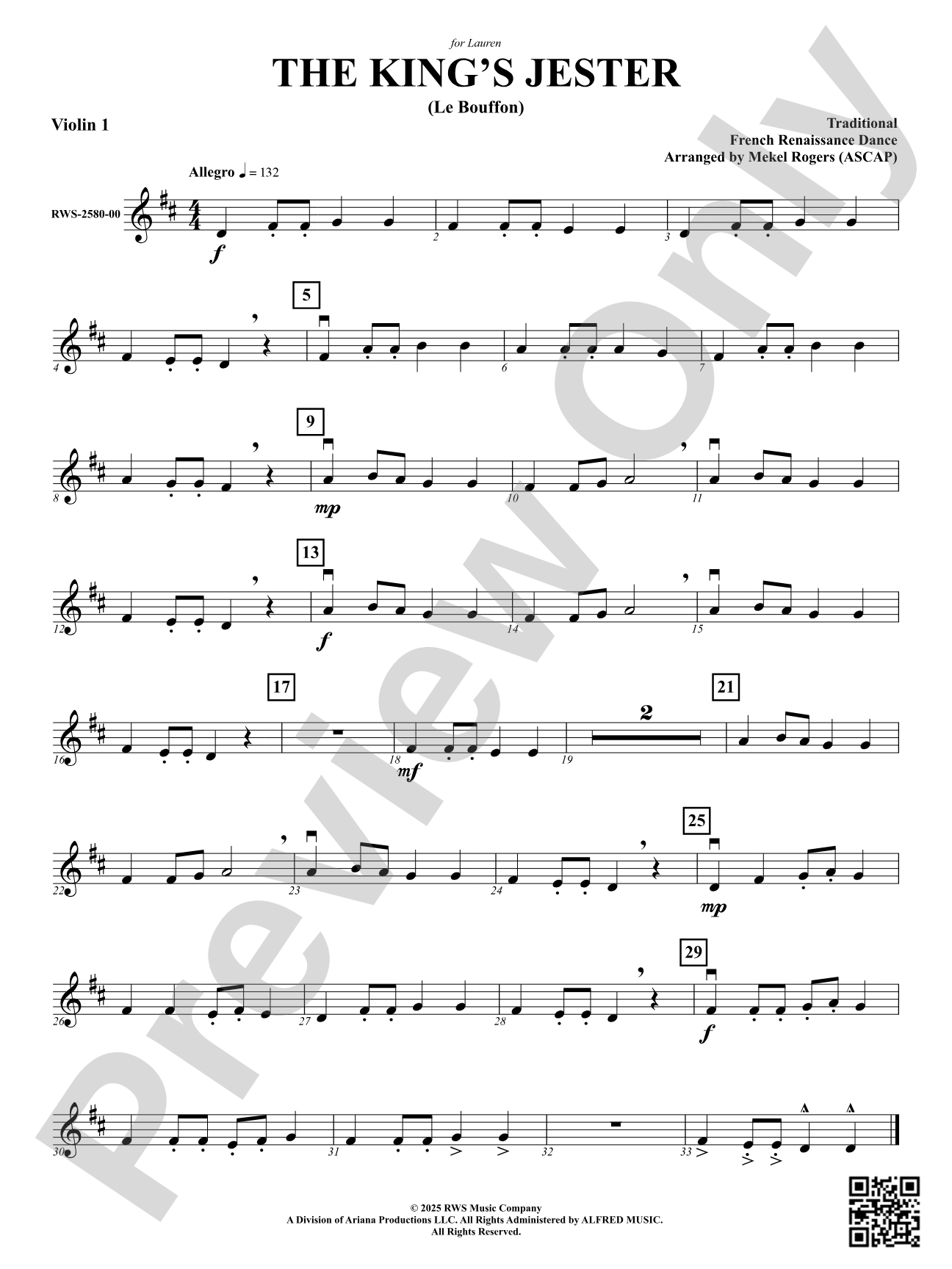 The King's Jester (Le Buffon): 1st Violin