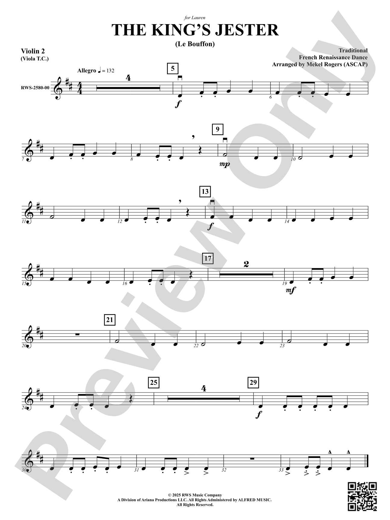 The King's Jester (Le Buffon): 2nd Violin (Viola T.C.)