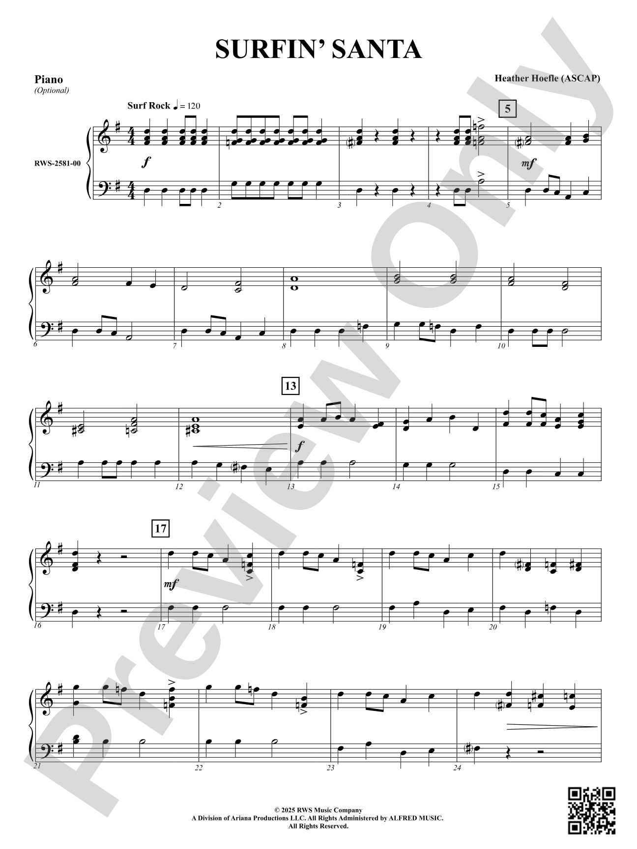 Surfin' Santa: Optional Piano Accompaniment