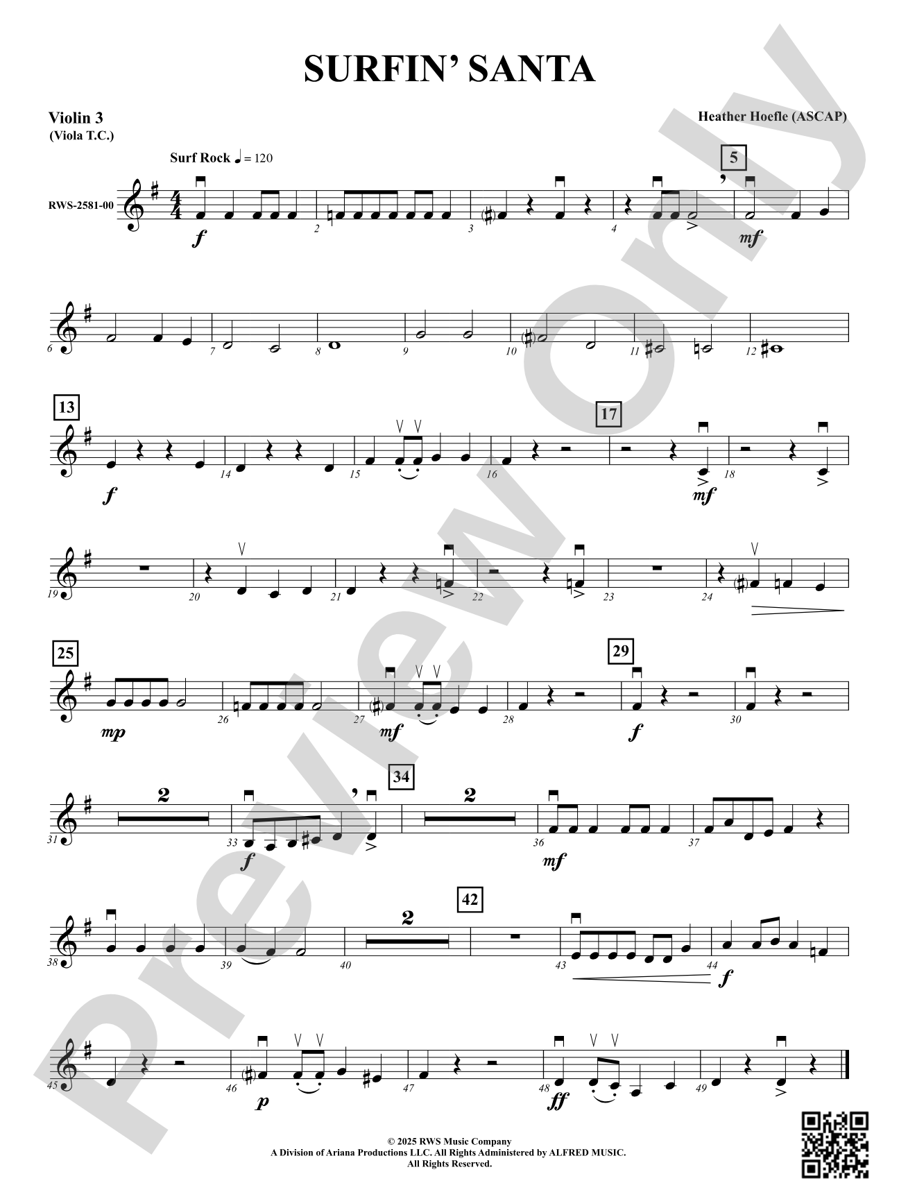 Surfin' Santa: 3rd Violin (Viola T.C.)