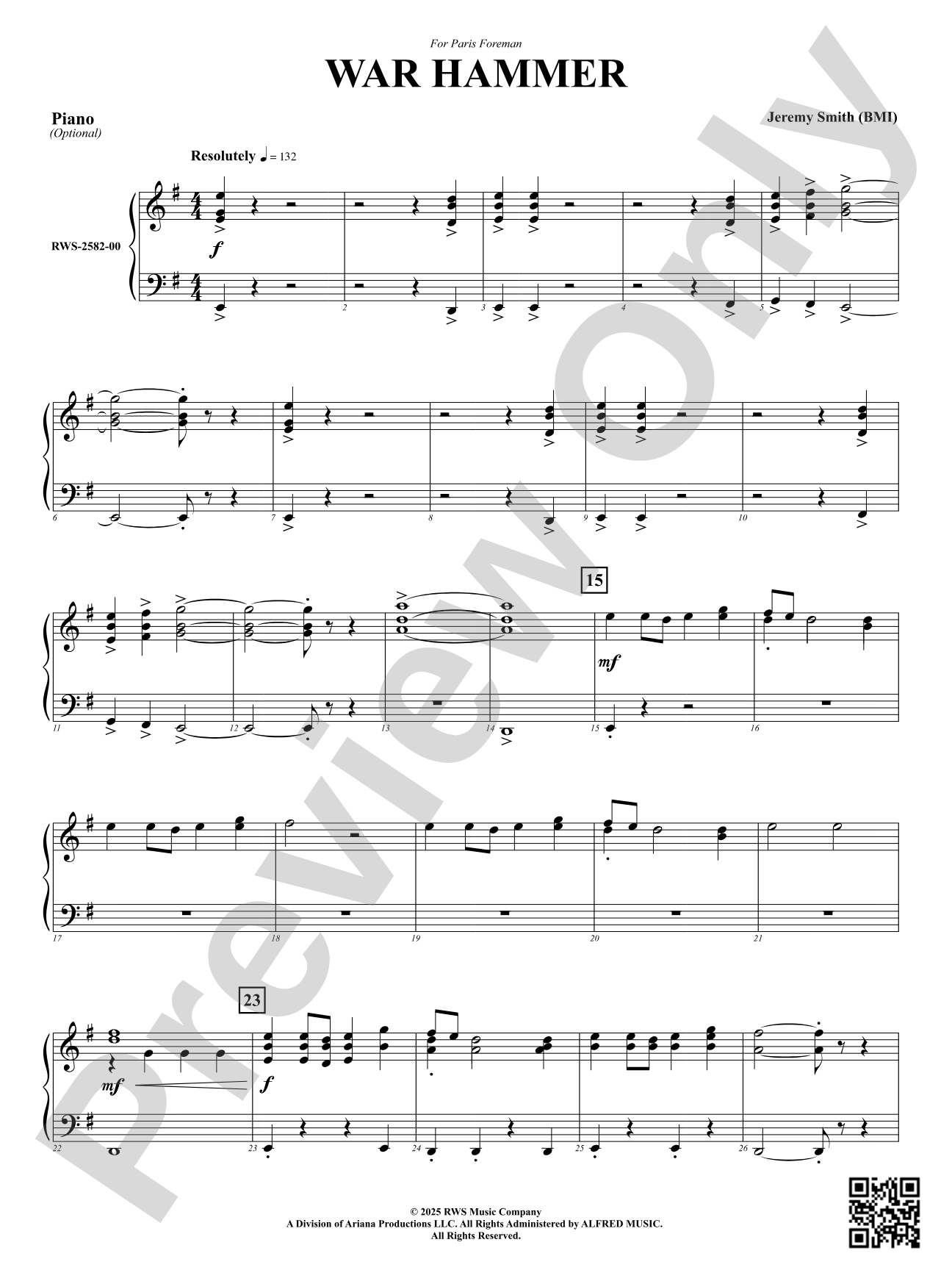 War Hammer: Optional Piano Accompaniment
