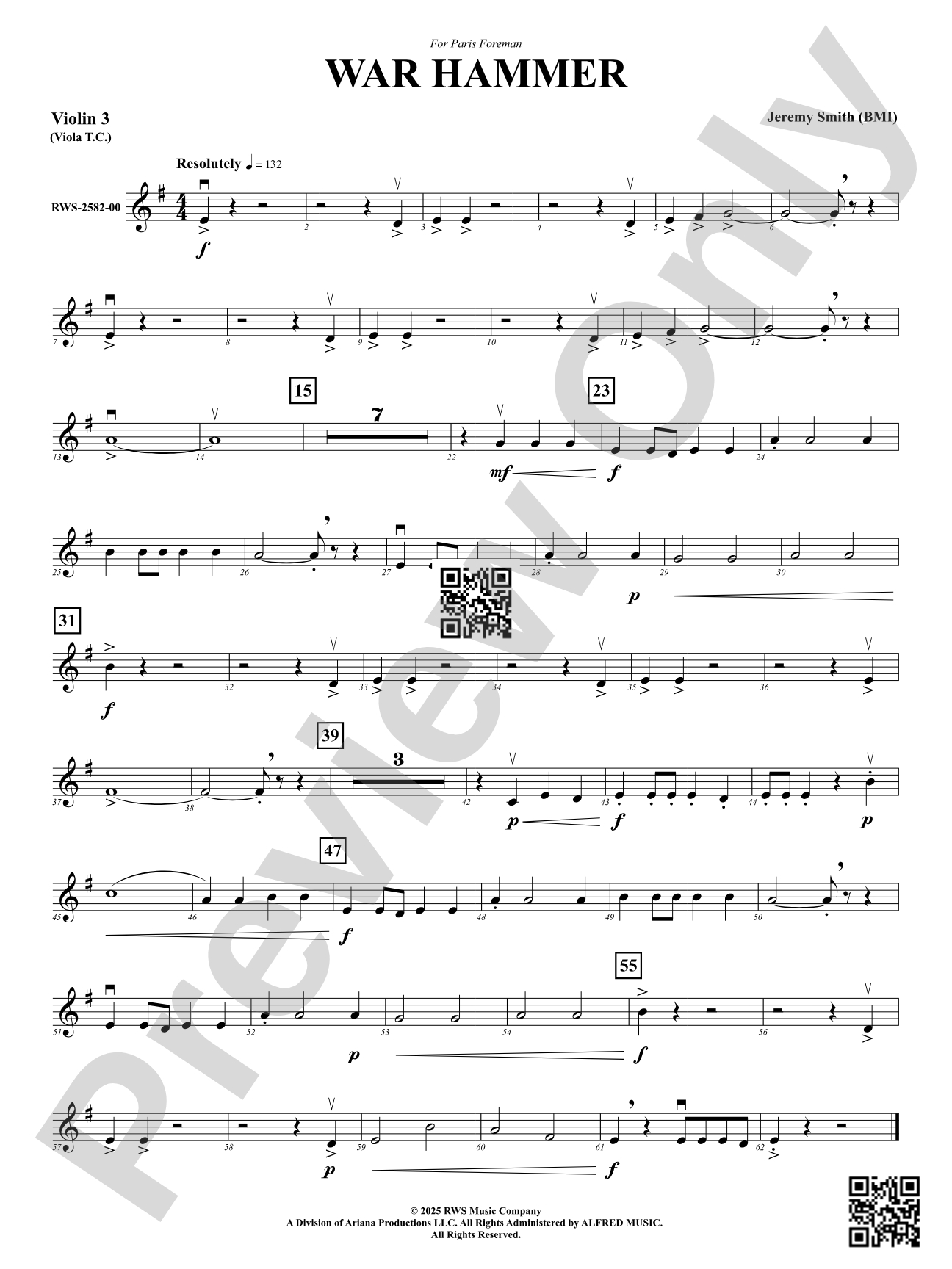 War Hammer: 3rd Violin (Viola T.C.)
