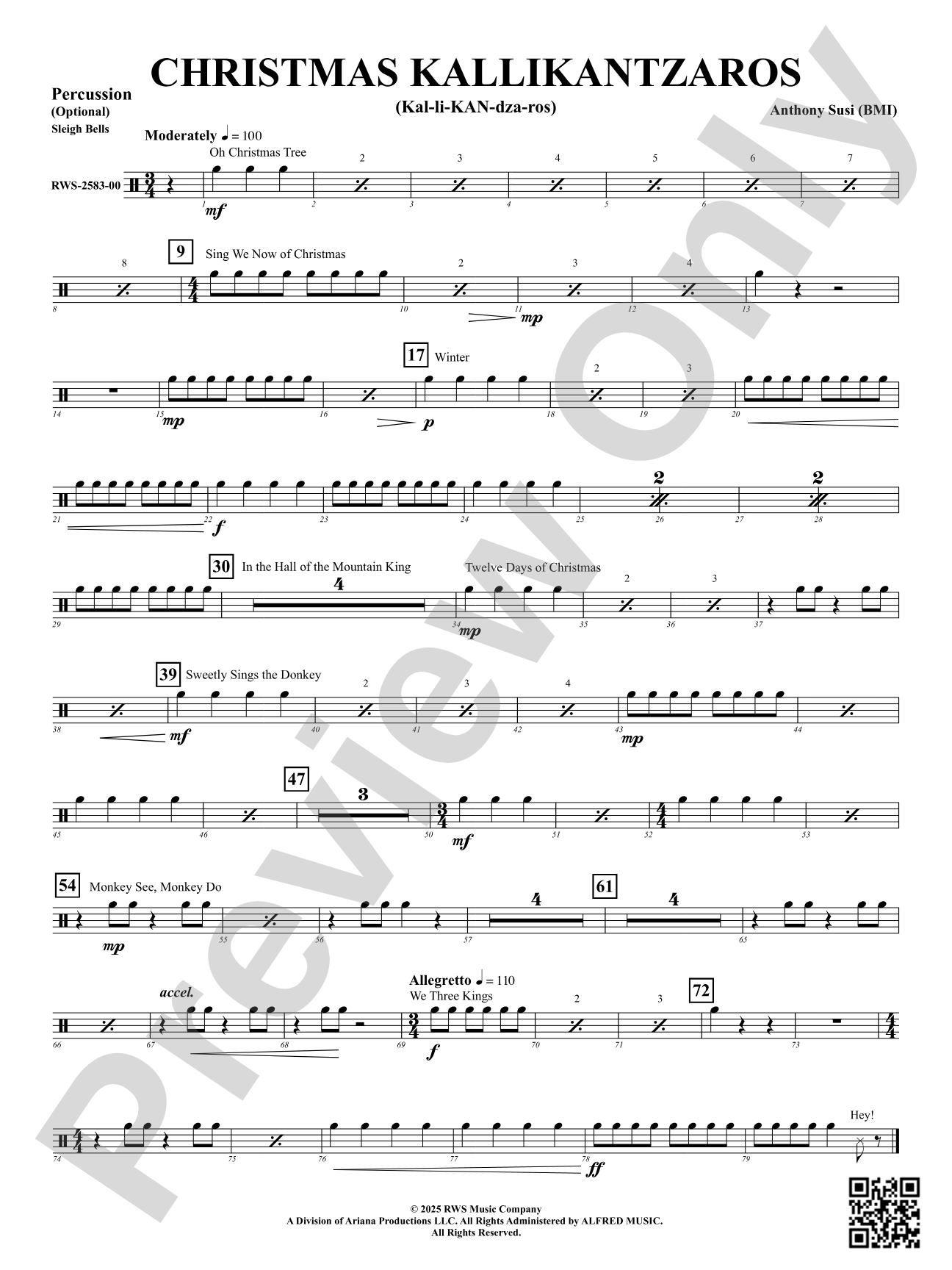 Christmas Kallikantzaros (Kal-li-KAN-dza-ros): Optional Percussion