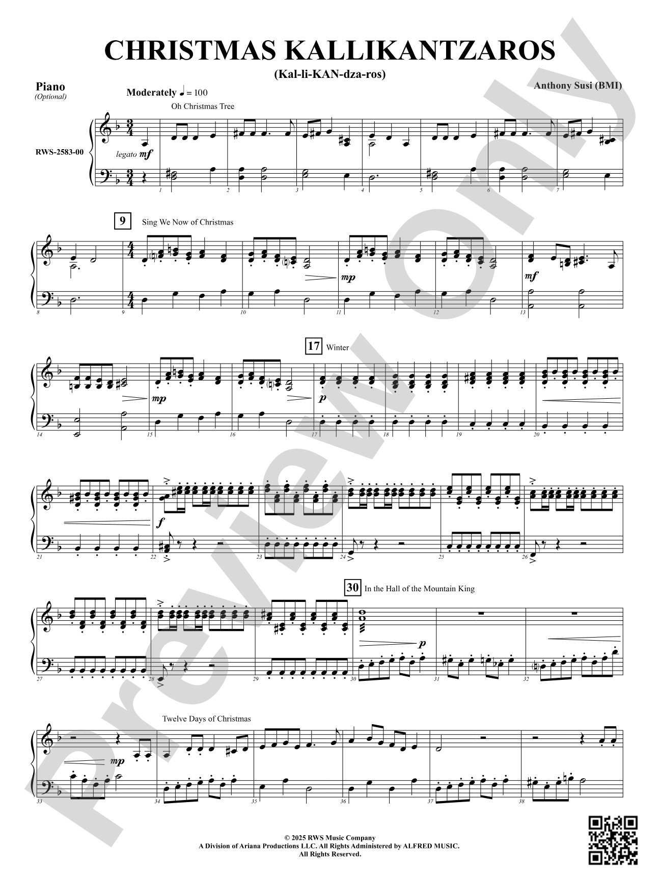 Christmas Kallikantzaros (Kal-li-KAN-dza-ros): Optional Piano Accompaniment