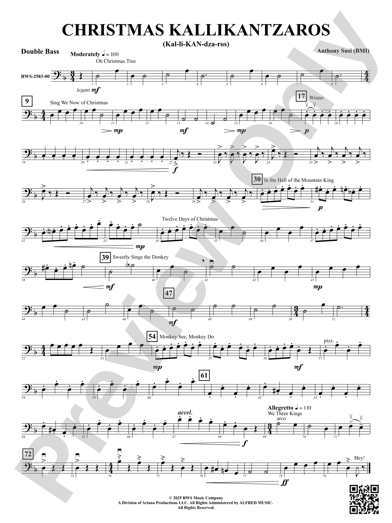 Christmas Kallikantzaros (Kal-li-KAN-dza-ros): Double Bass