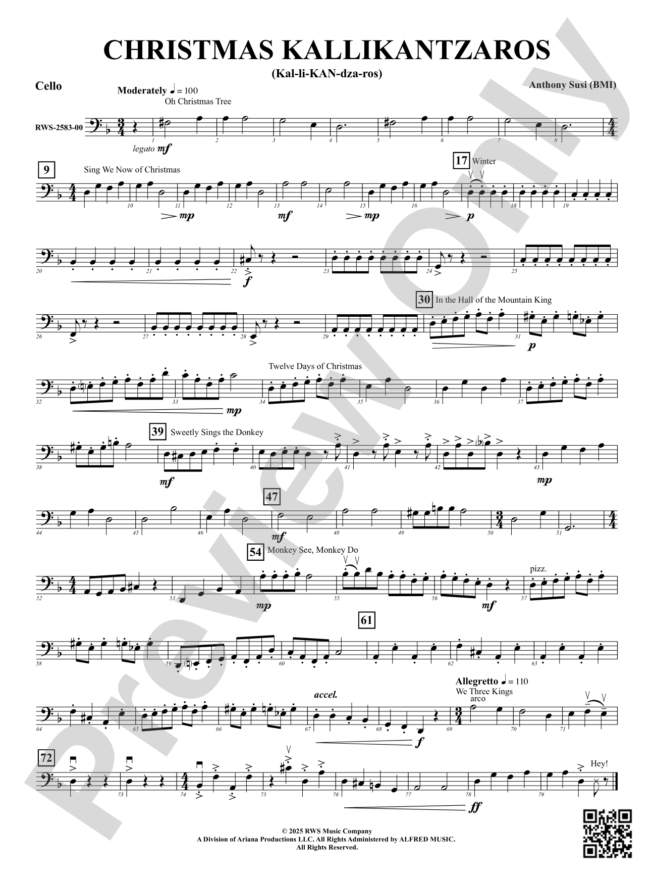 Christmas Kallikantzaros (Kal-li-KAN-dza-ros): Cello