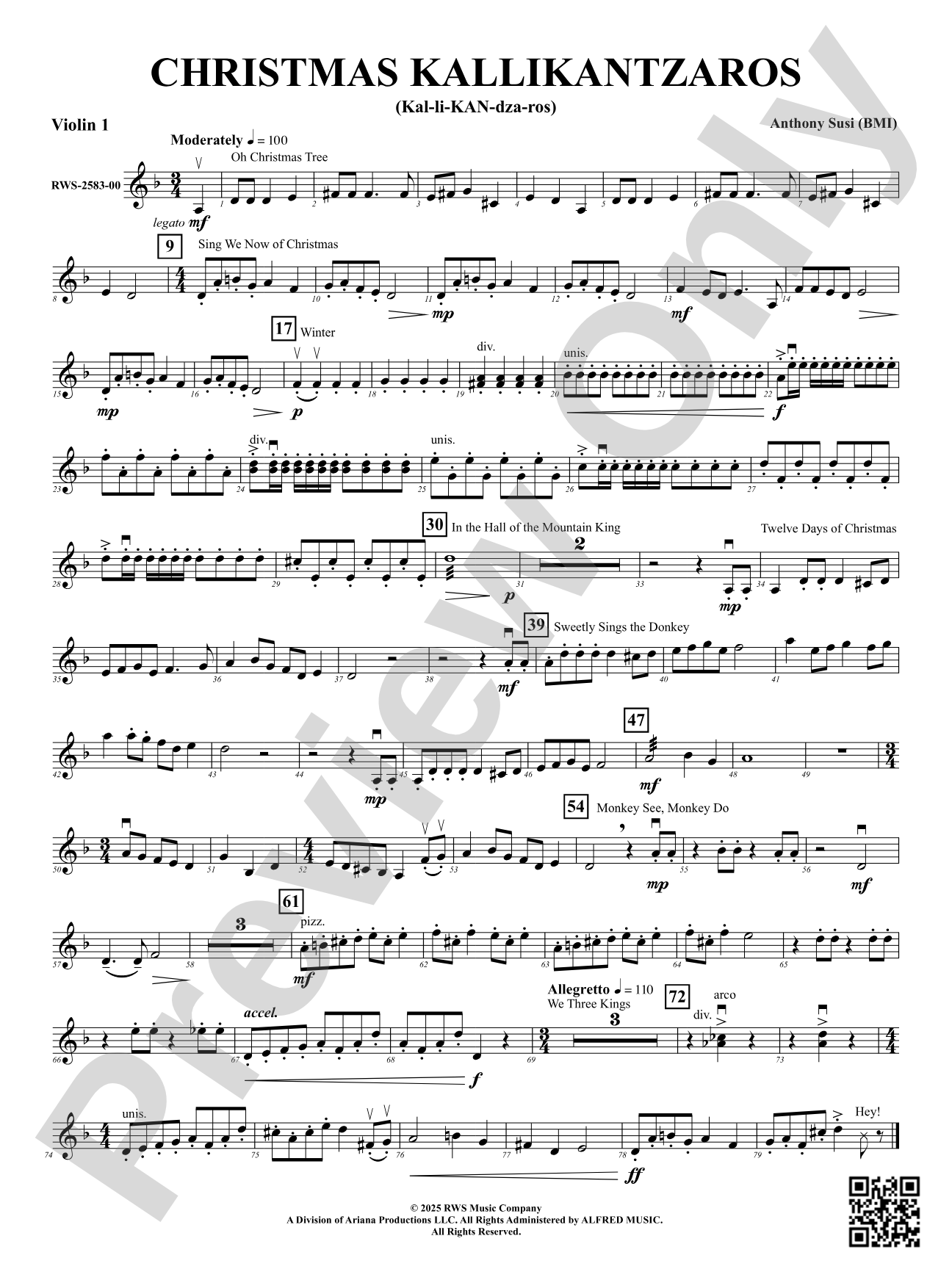 Christmas Kallikantzaros (Kal-li-KAN-dza-ros): 1st Violin