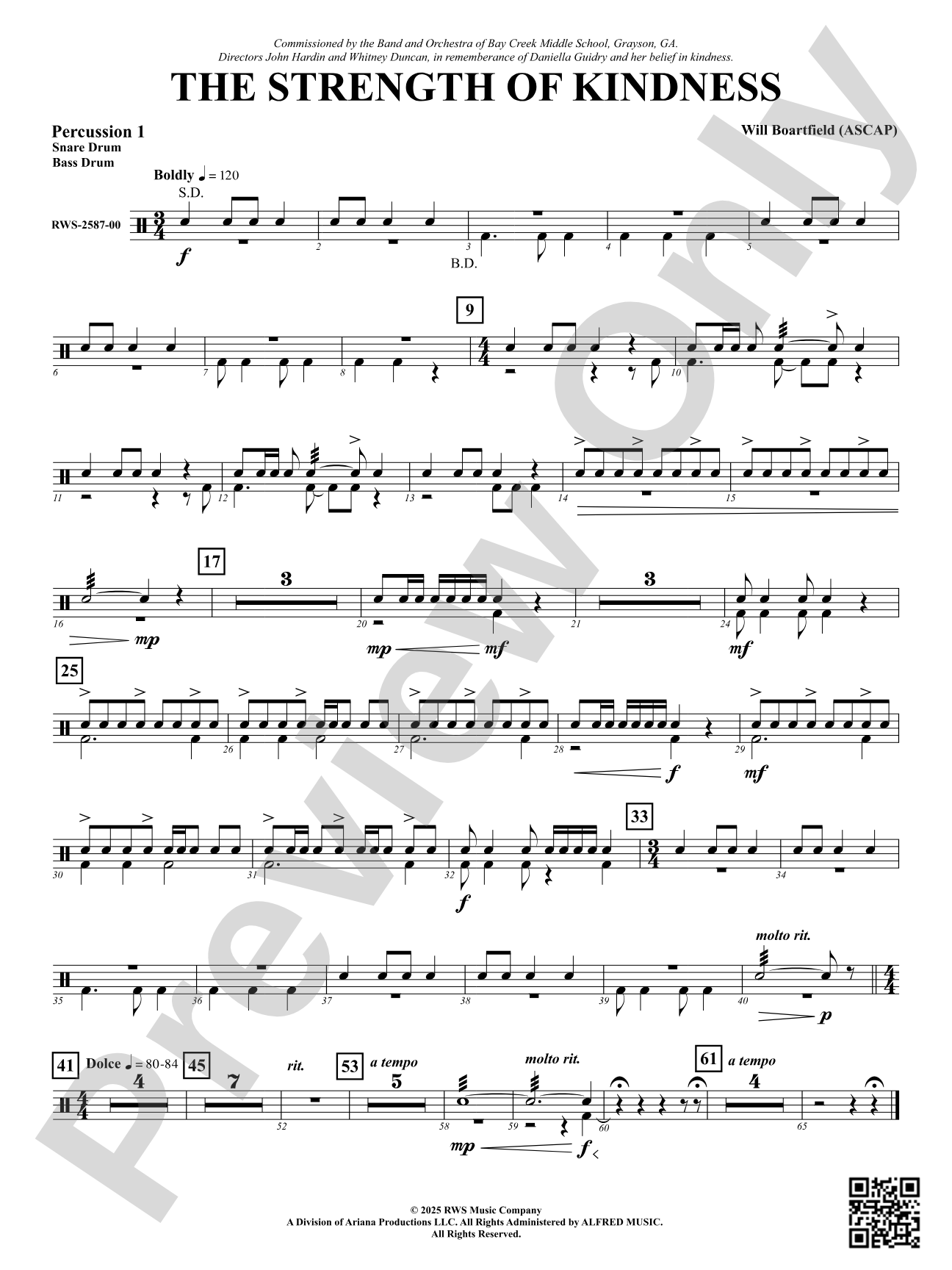 The Strength of Kindness: 1st Percussion