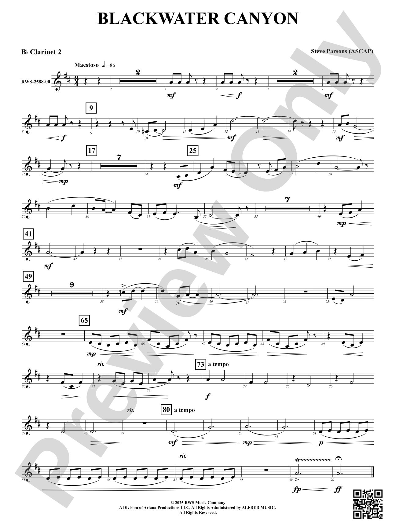 Blackwater Canyon: 2nd B-flat Clarinet