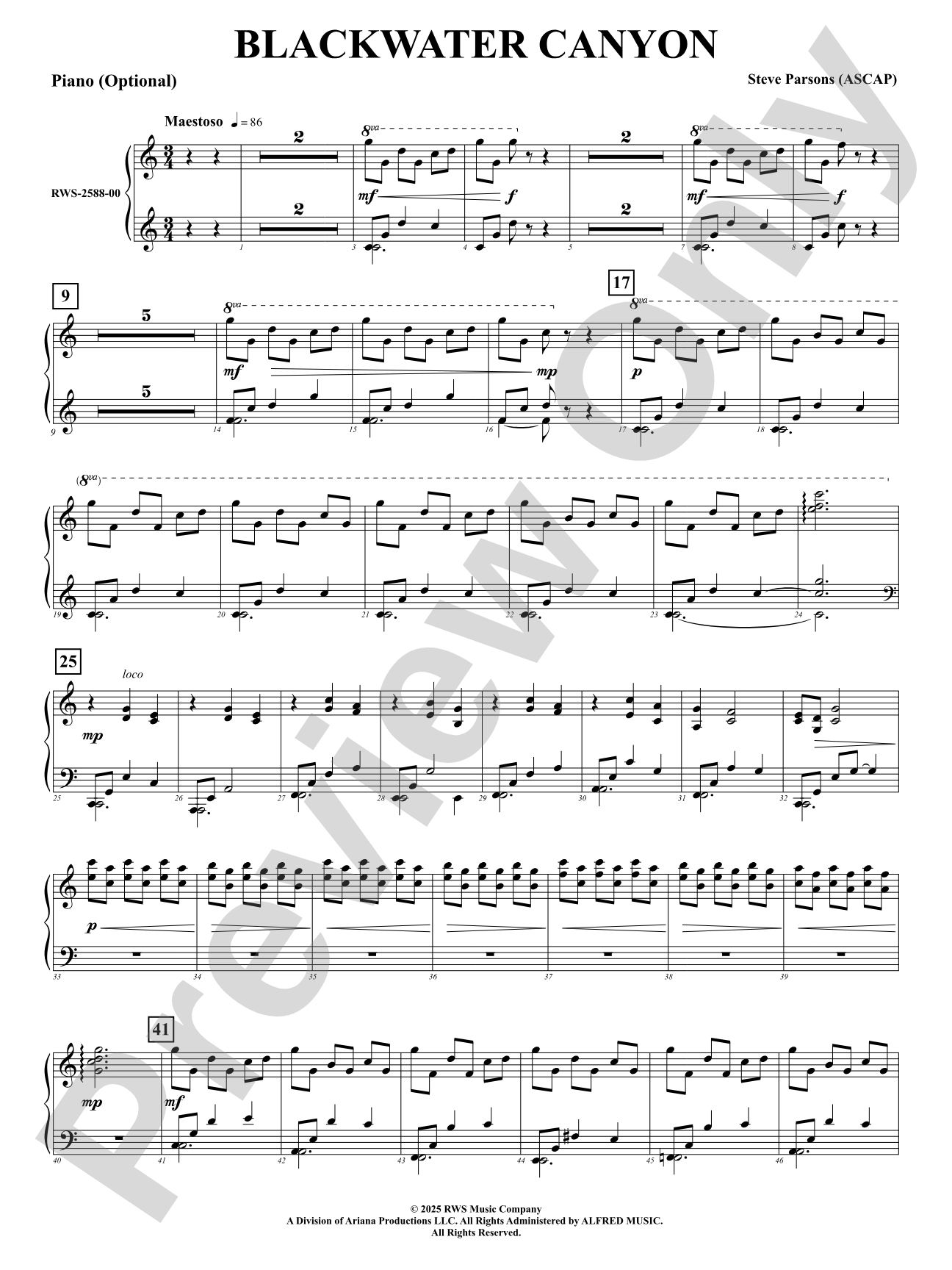 Blackwater Canyon: Optional Piano Accompaniment