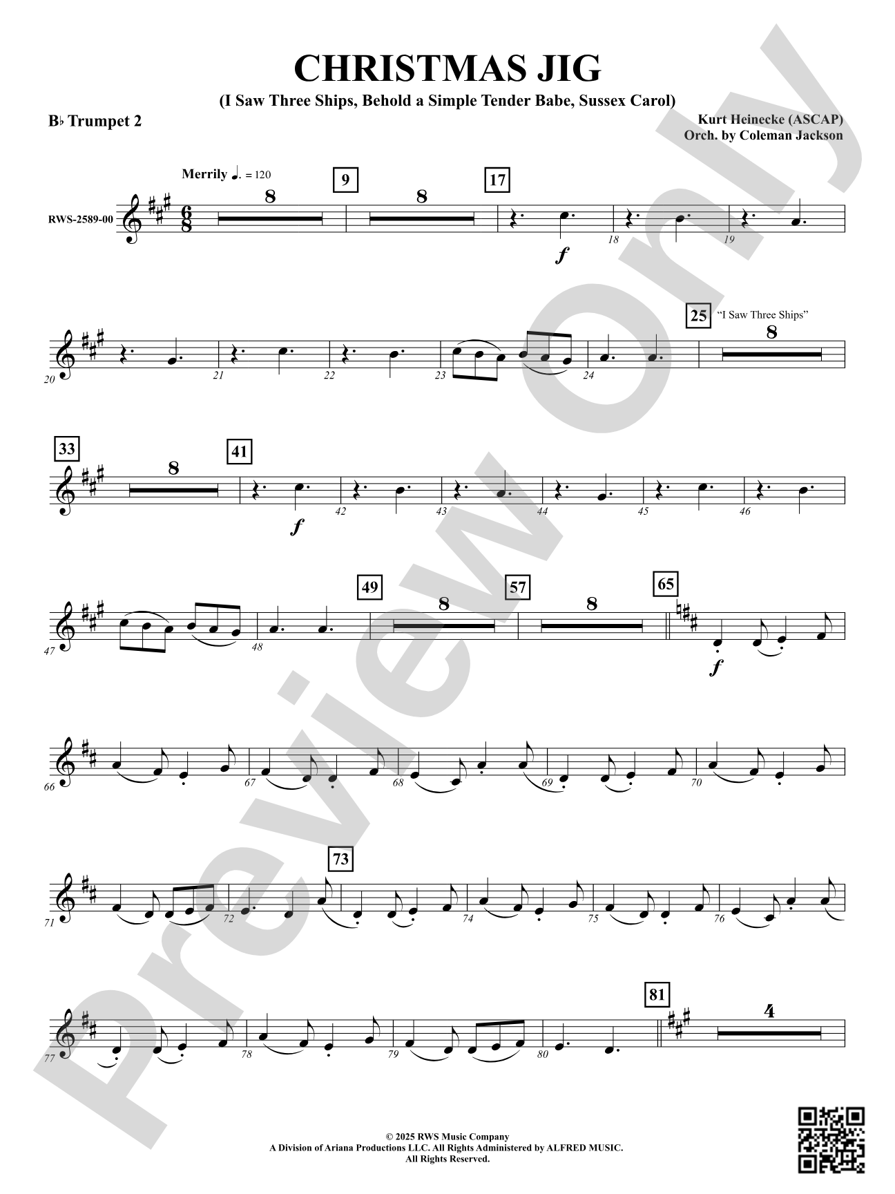 Christmas Jig (I Saw Three Ships, Behold a Simple Tender Babe, Sussex Carol): 2nd B-flat Trumpet