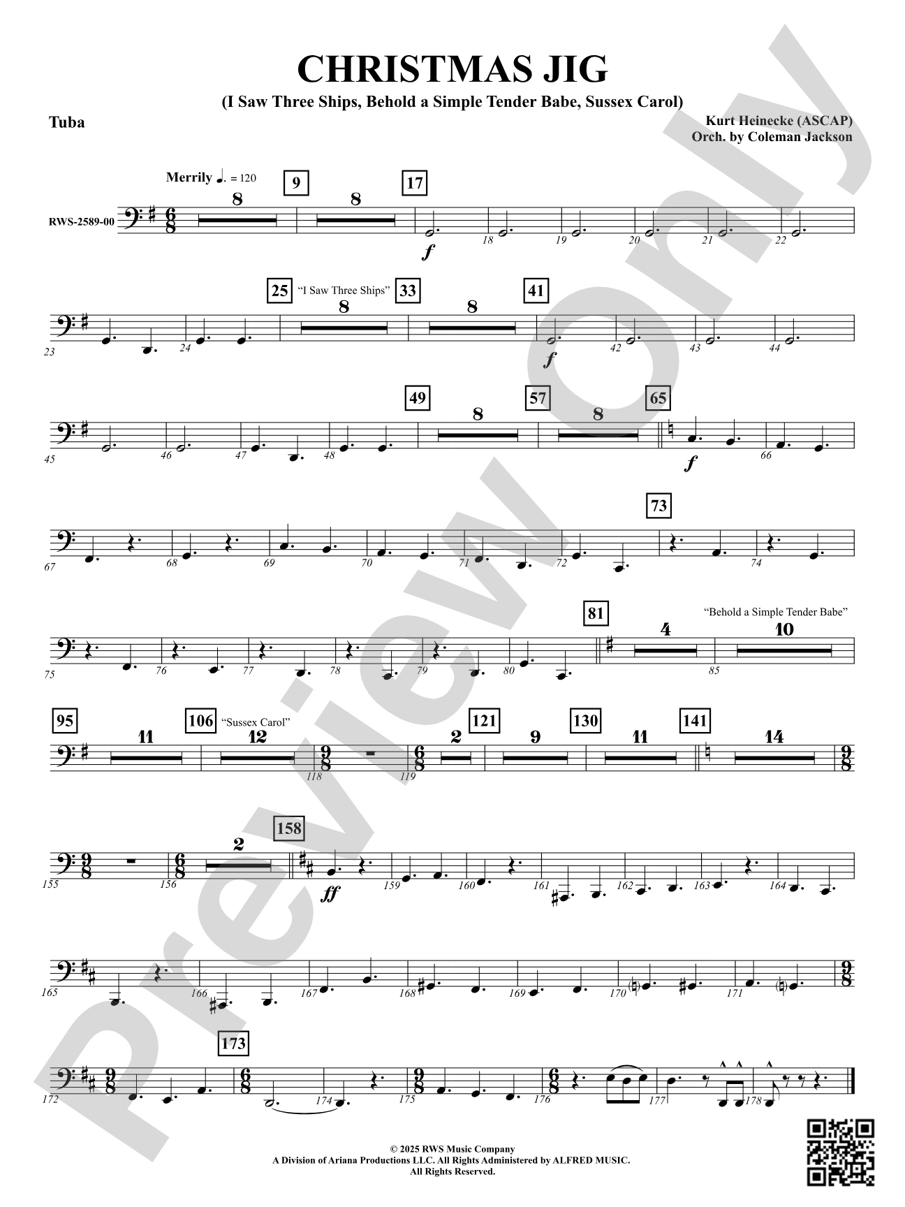 Christmas Jig (I Saw Three Ships, Behold a Simple Tender Babe, Sussex Carol): Tuba