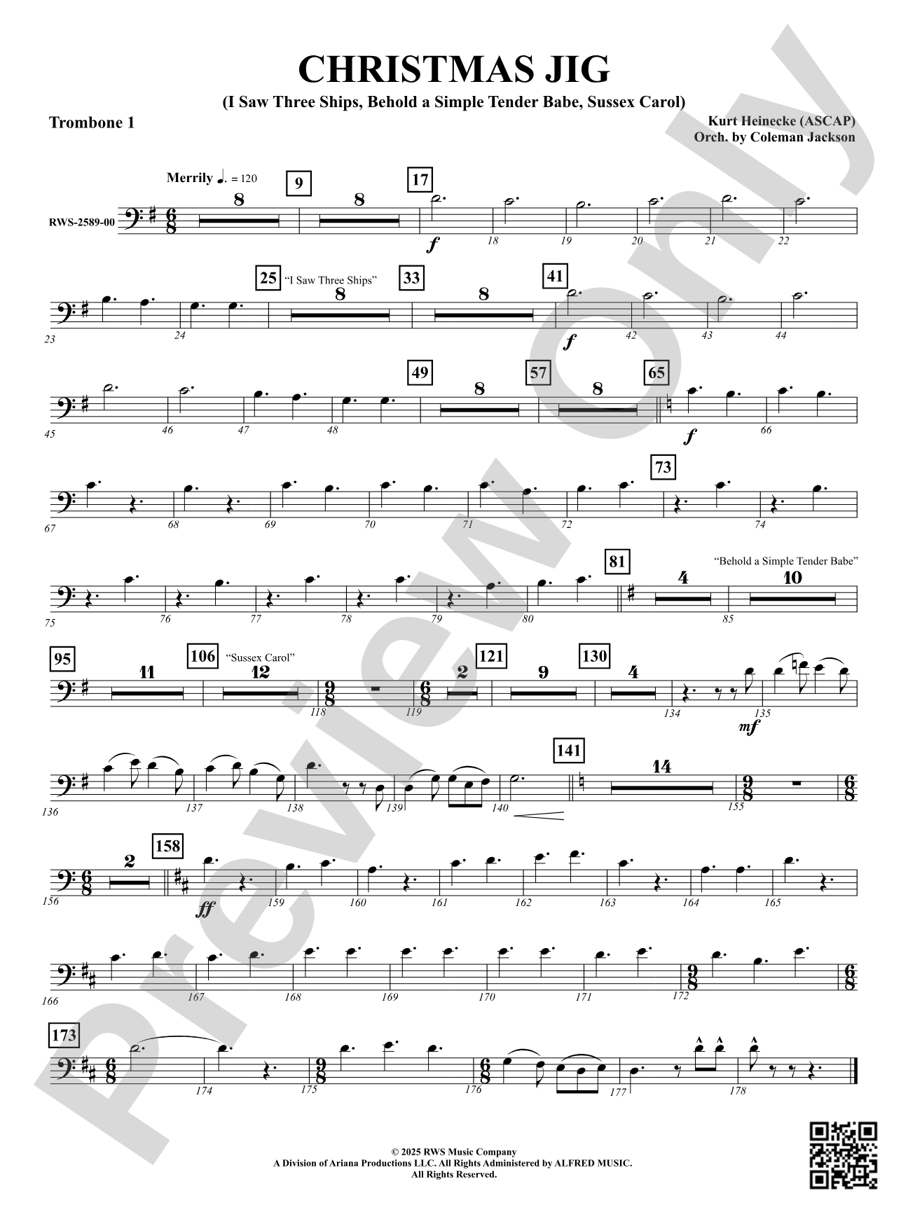 Christmas Jig (I Saw Three Ships, Behold a Simple Tender Babe, Sussex Carol): 1st Trombone