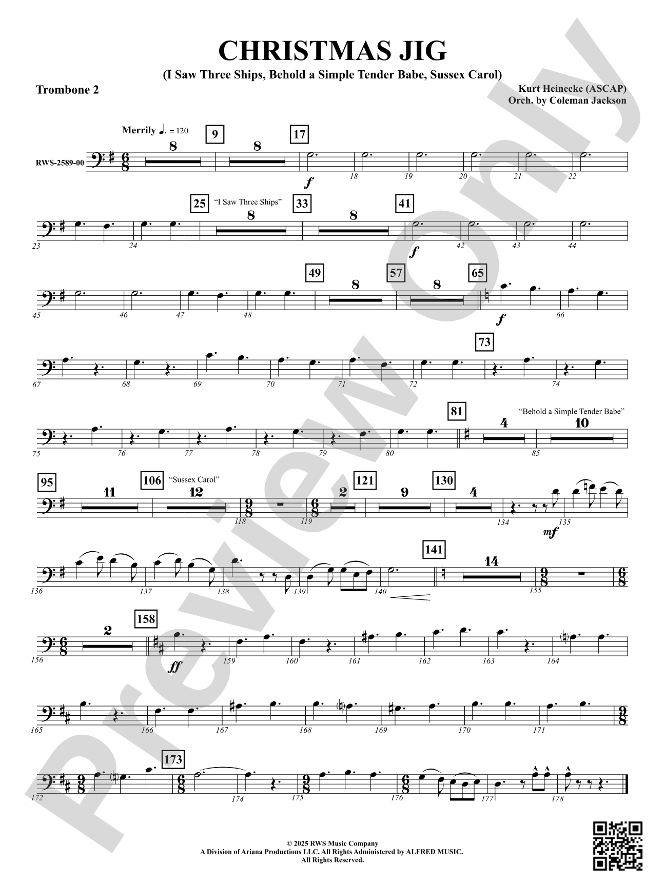 Christmas Jig (I Saw Three Ships, Behold a Simple Tender Babe, Sussex Carol): 2nd Trombone