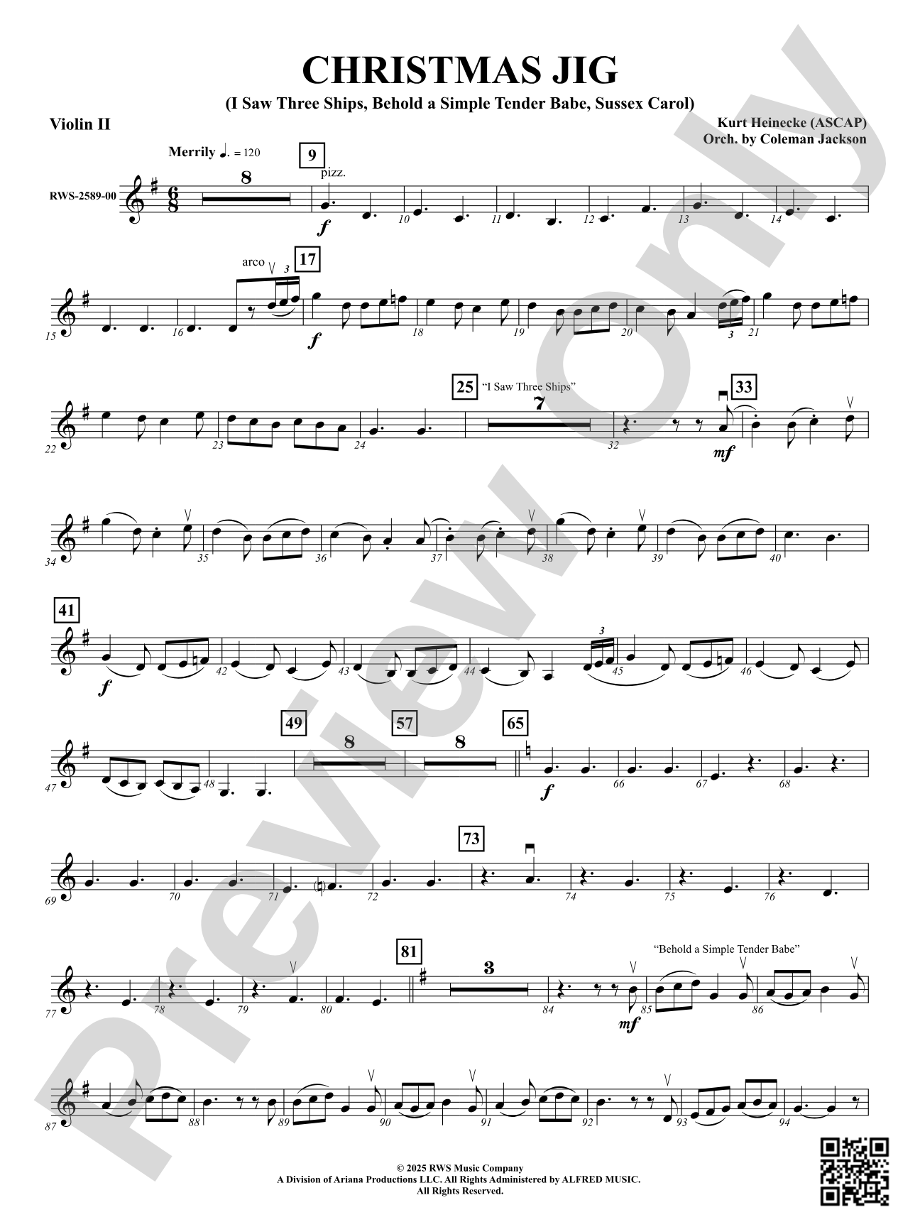 Christmas Jig (I Saw Three Ships, Behold a Simple Tender Babe, Sussex Carol): 2nd Violin