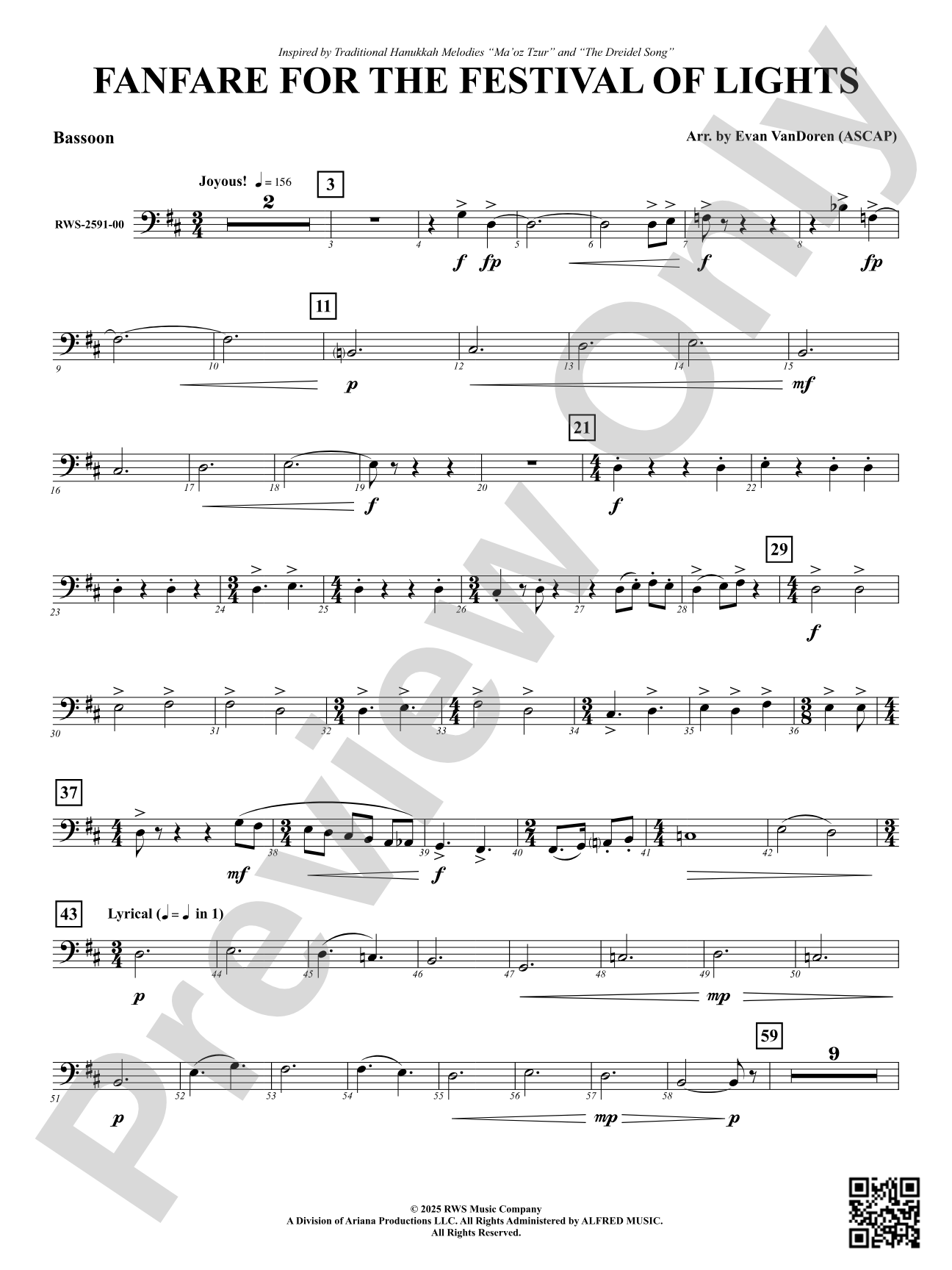 Fanfare For The Festival of Lights: Bassoon