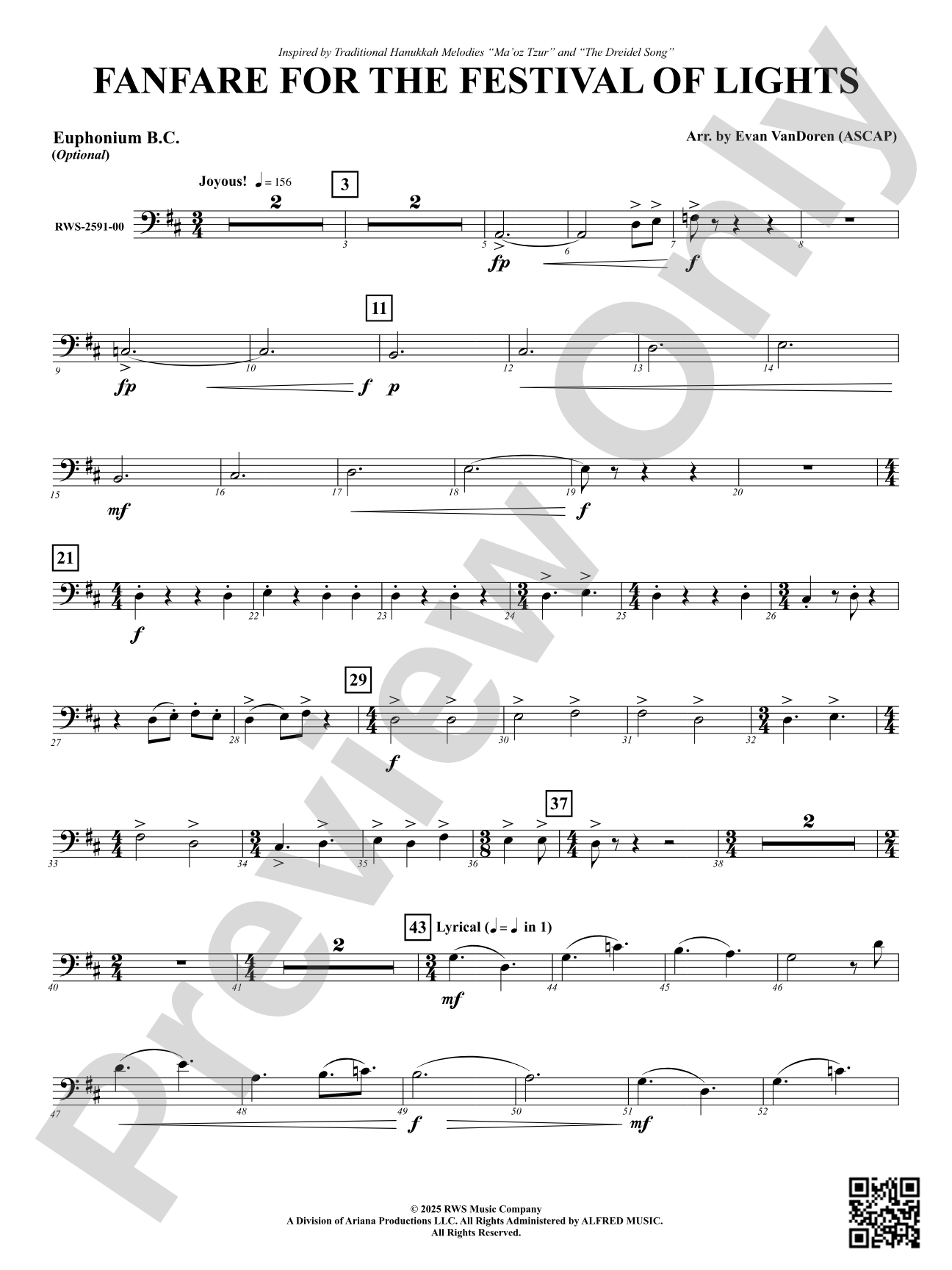 Fanfare For The Festival of Lights: Optional Euphonium B.C.