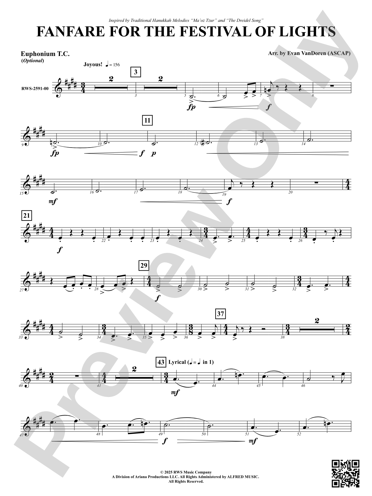 Fanfare For The Festival of Lights: Optional Euphonium T.C.