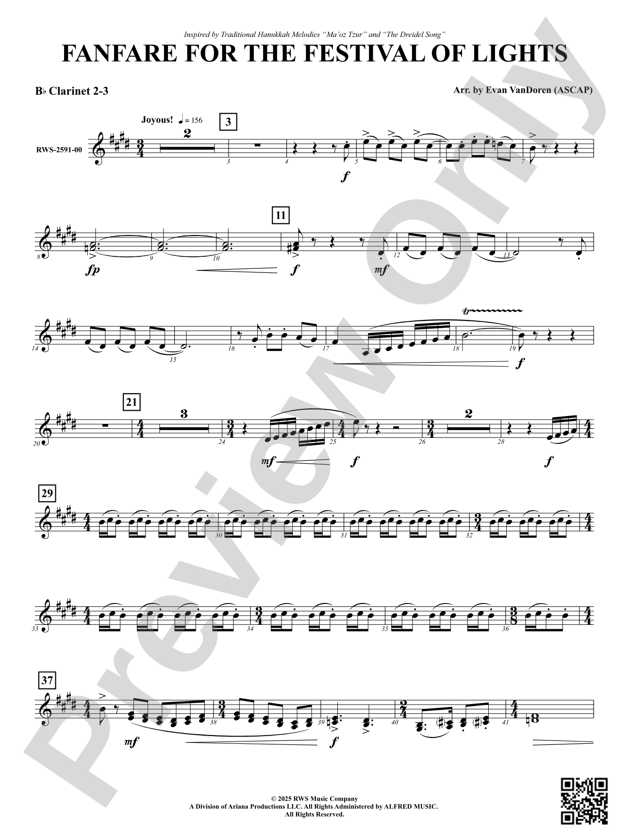Fanfare For The Festival of Lights: 2nd & 3rd B-flat Clarinet