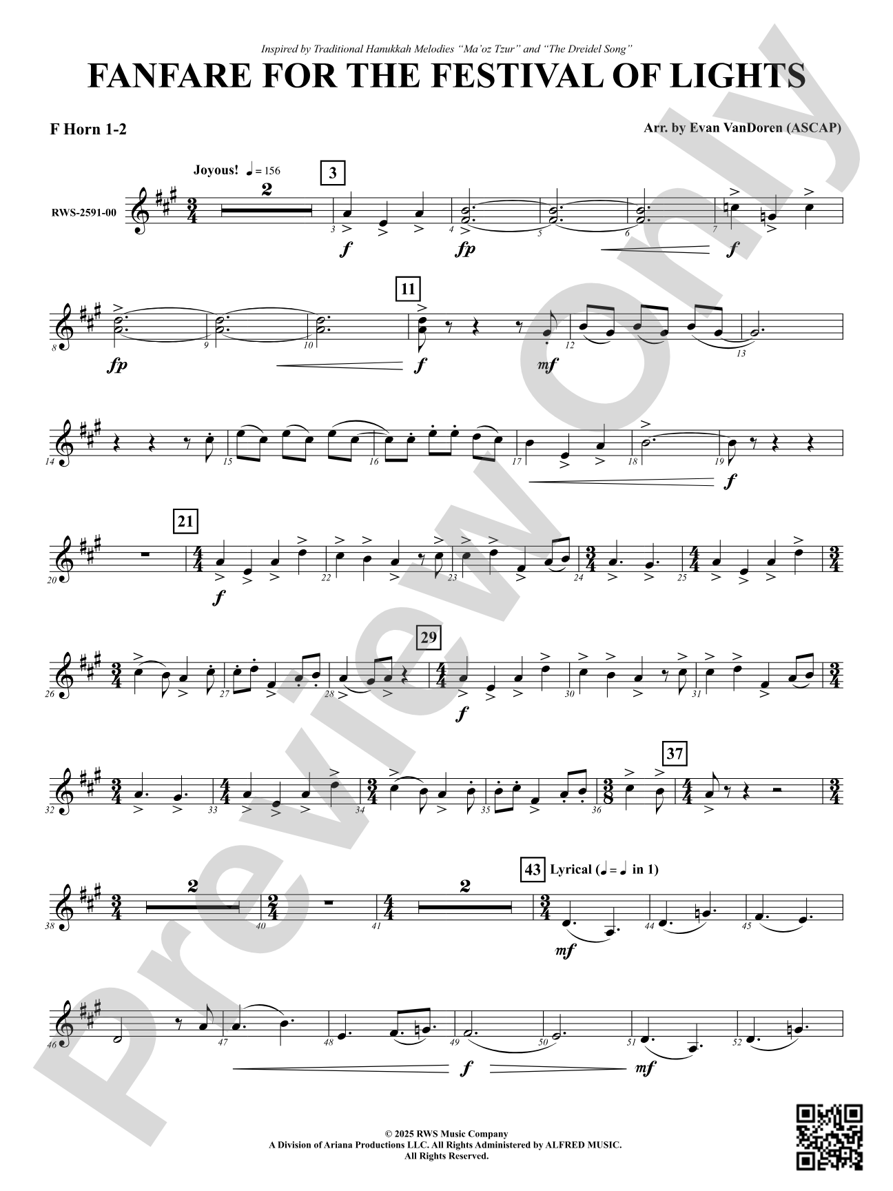 Fanfare For The Festival of Lights: 1st & 2nd F Horn