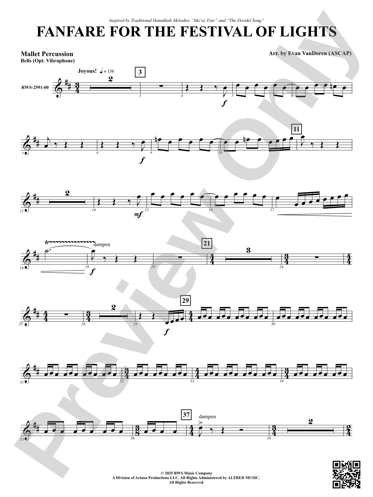 Fanfare For The Festival of Lights: Mallet Percussion: Bells