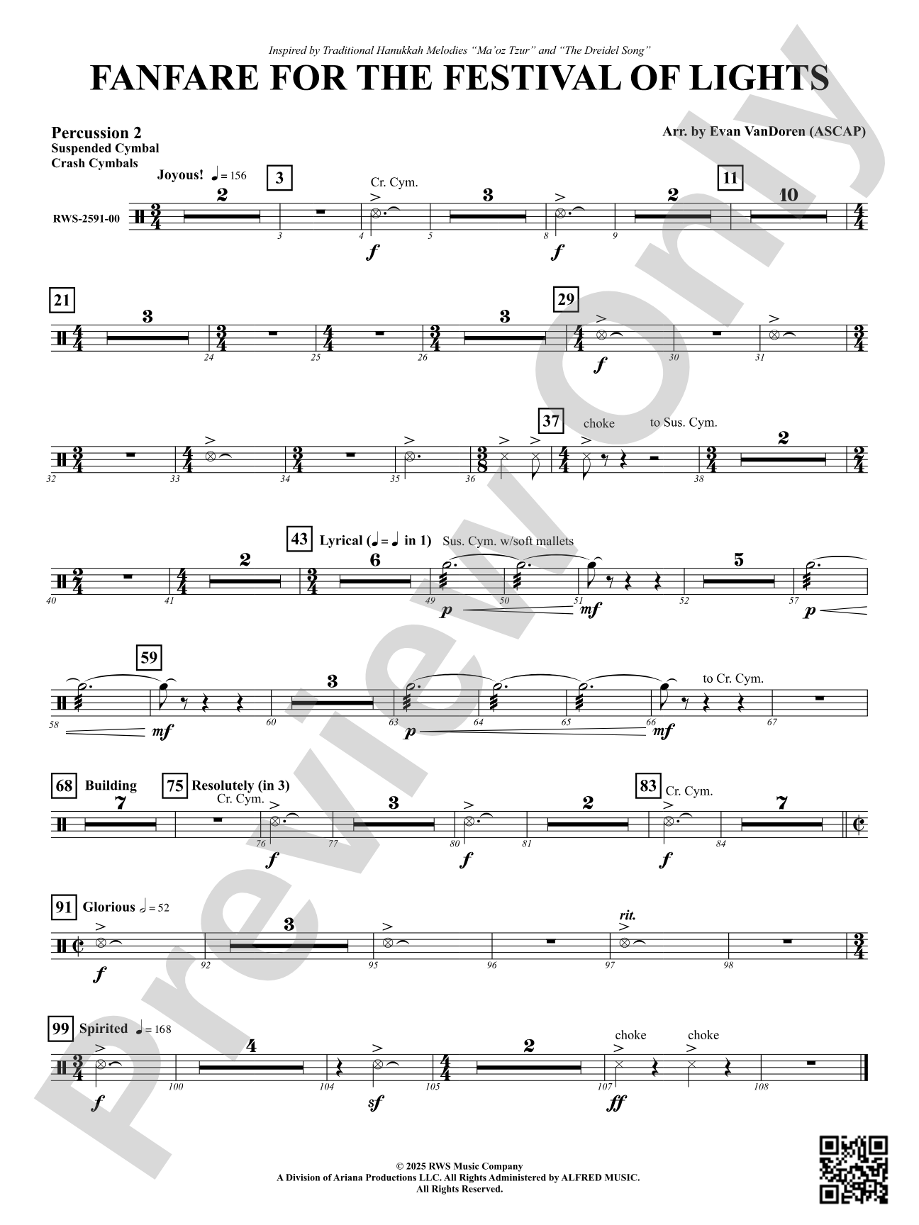 Fanfare For The Festival of Lights: 2nd Percussion