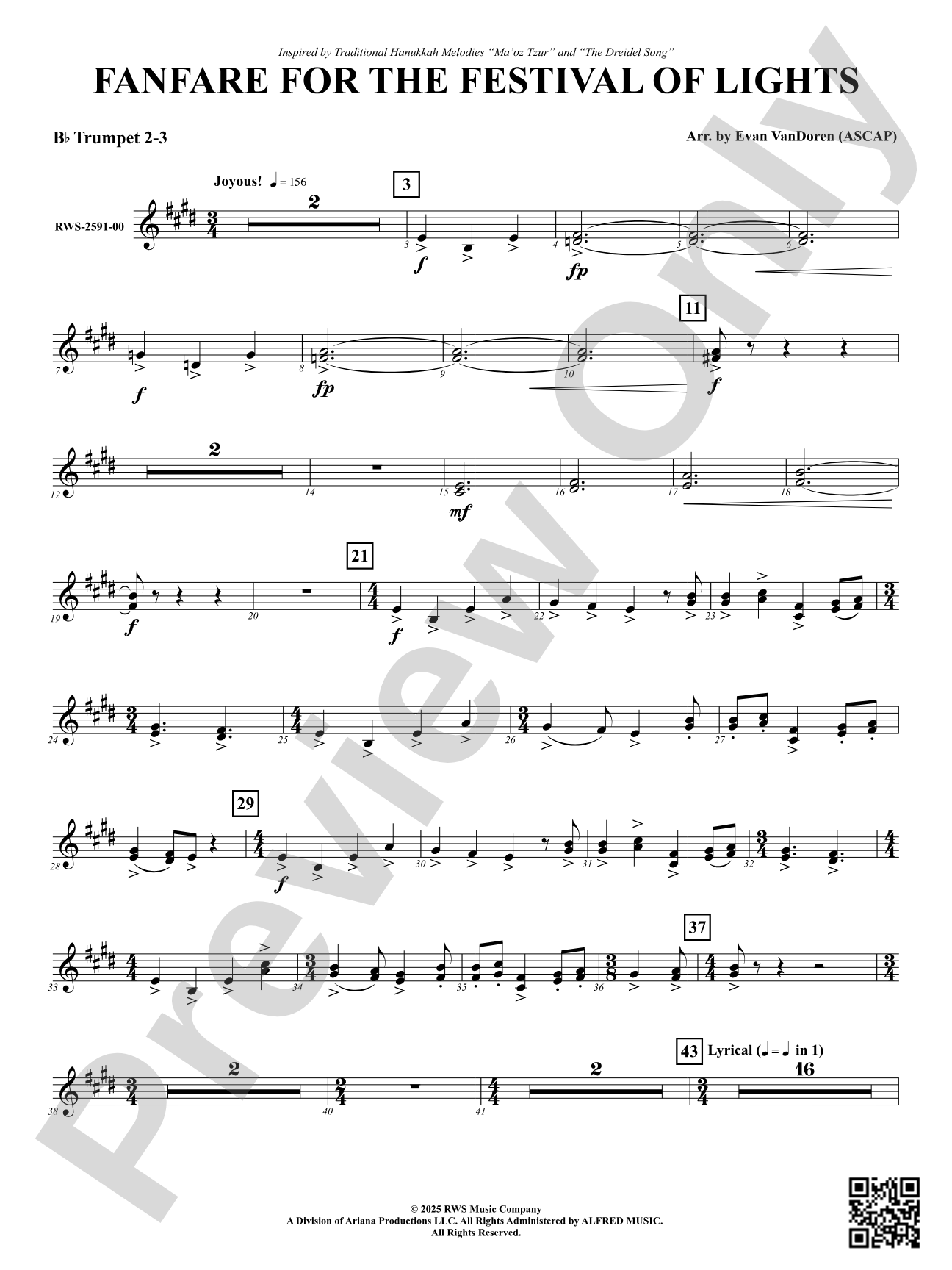 Fanfare For The Festival of Lights: 2nd & 3rd B-flat Trumpet