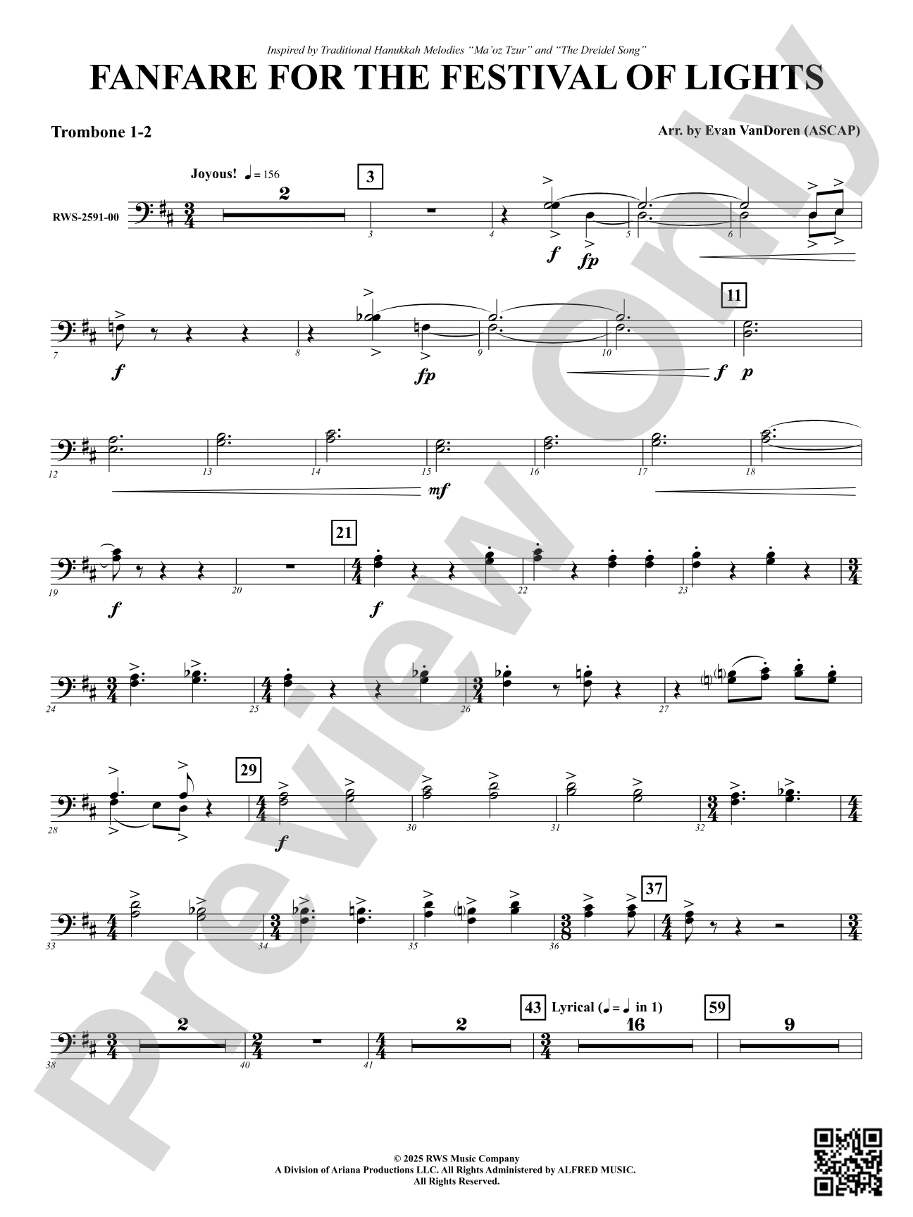 Fanfare For The Festival of Lights: 1st & 2nd Trombone