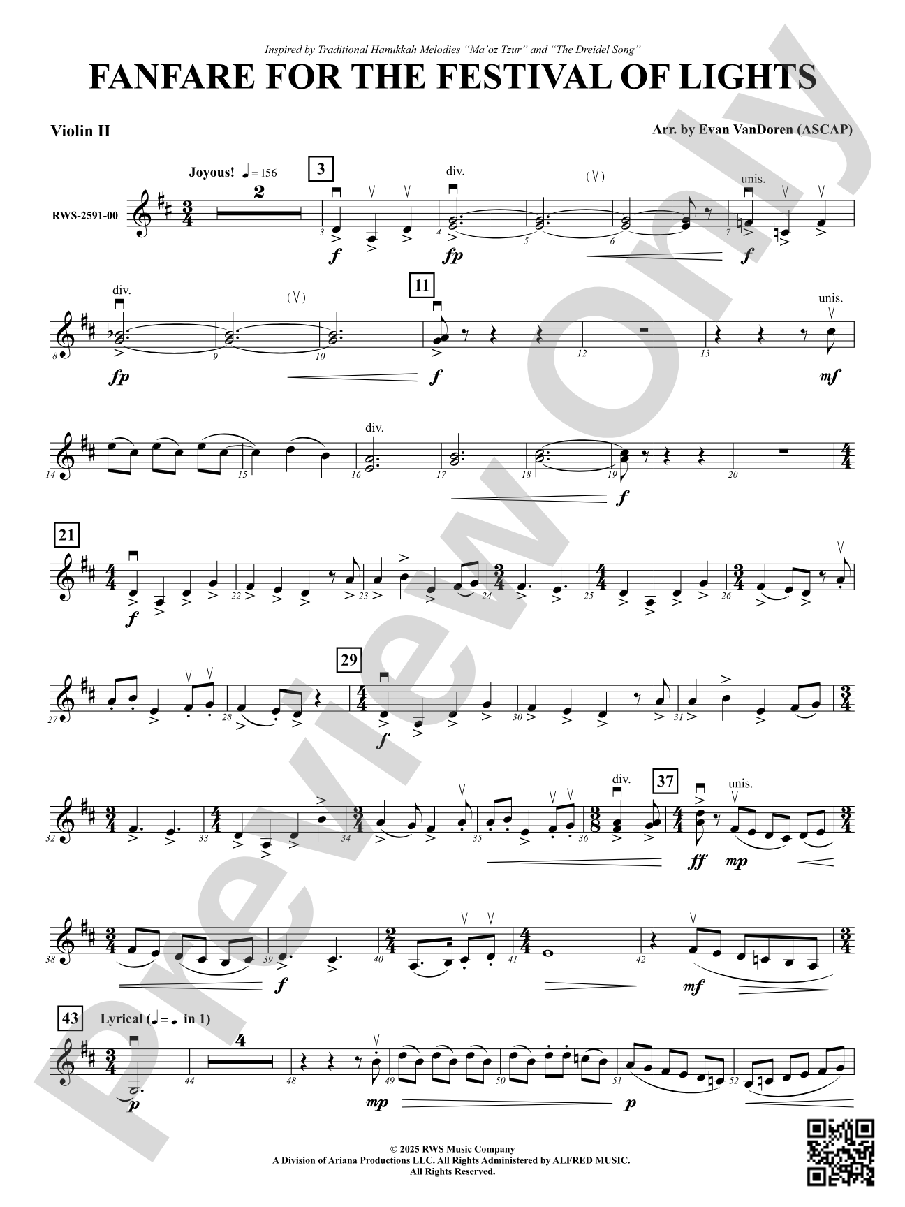 Fanfare For The Festival of Lights: 2nd Violin