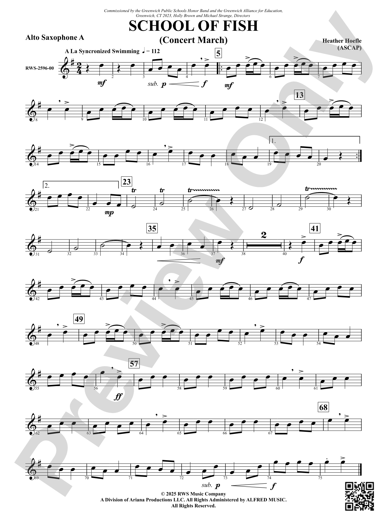 School Of Fish (Concert March): Alto Saxophone A