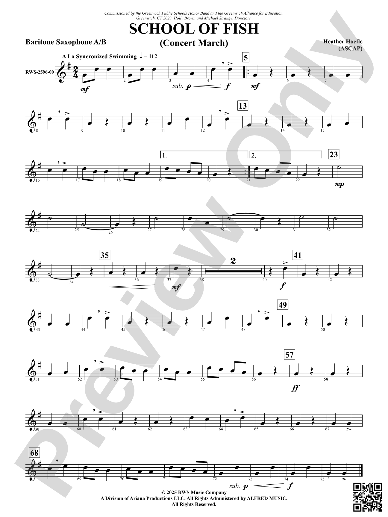 School Of Fish (Concert March): Baritone Saxophone A/B