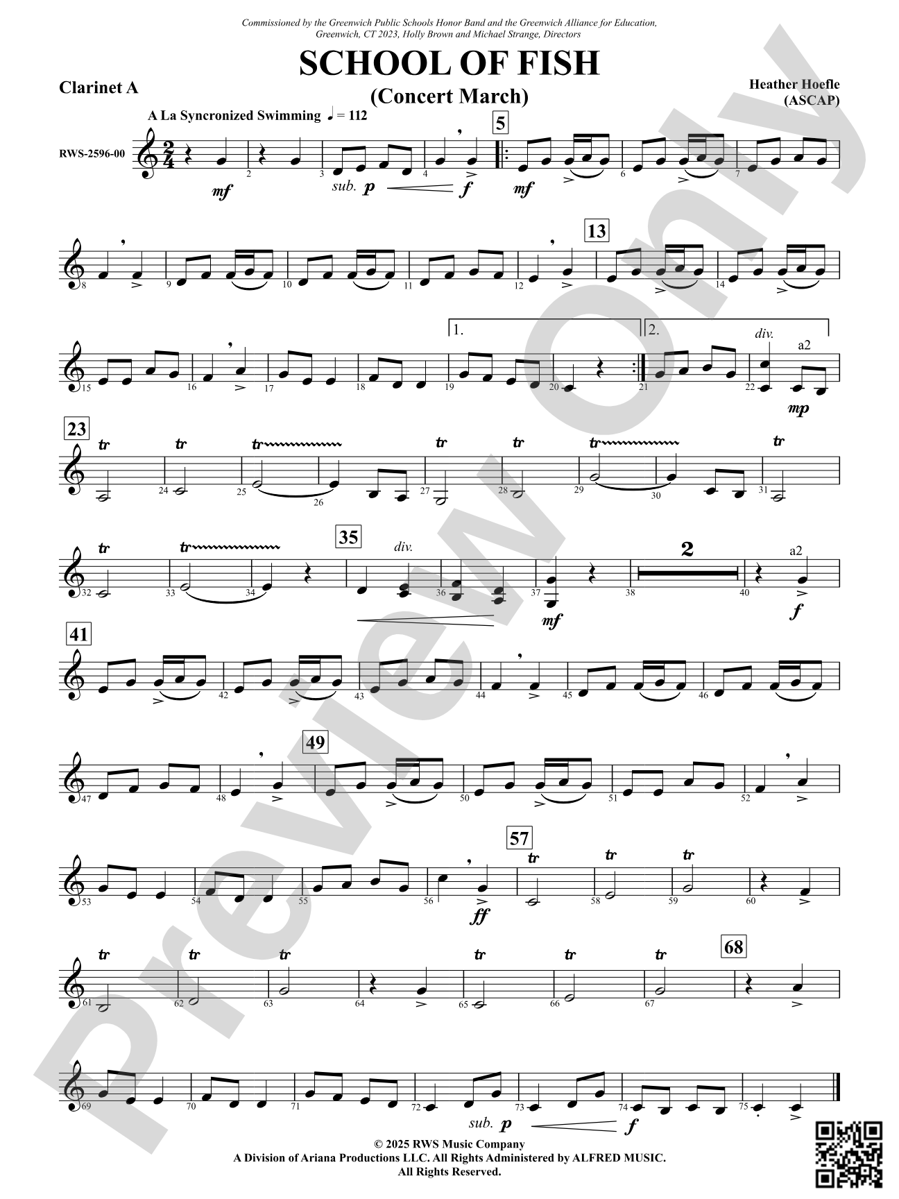 School Of Fish (Concert March): Clarinet A