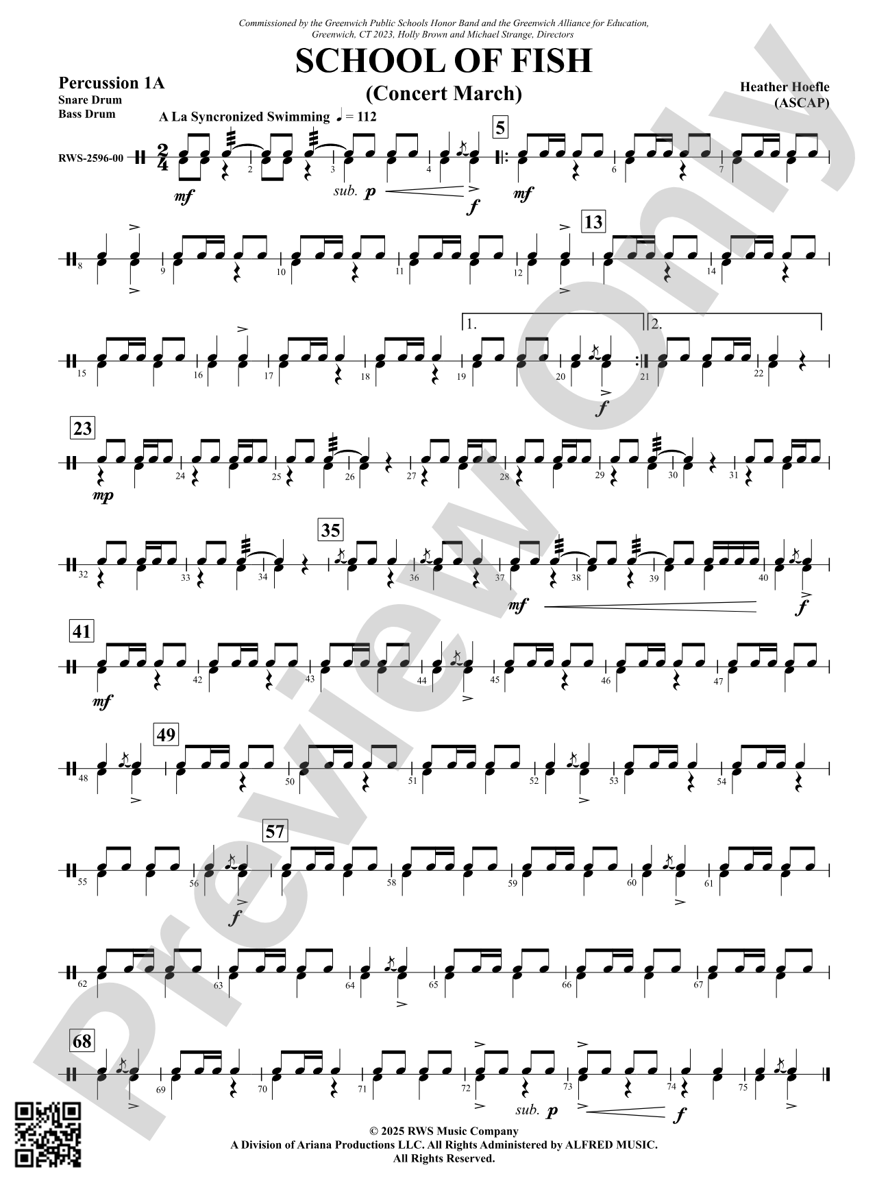 School Of Fish (Concert March): Percussion 1A