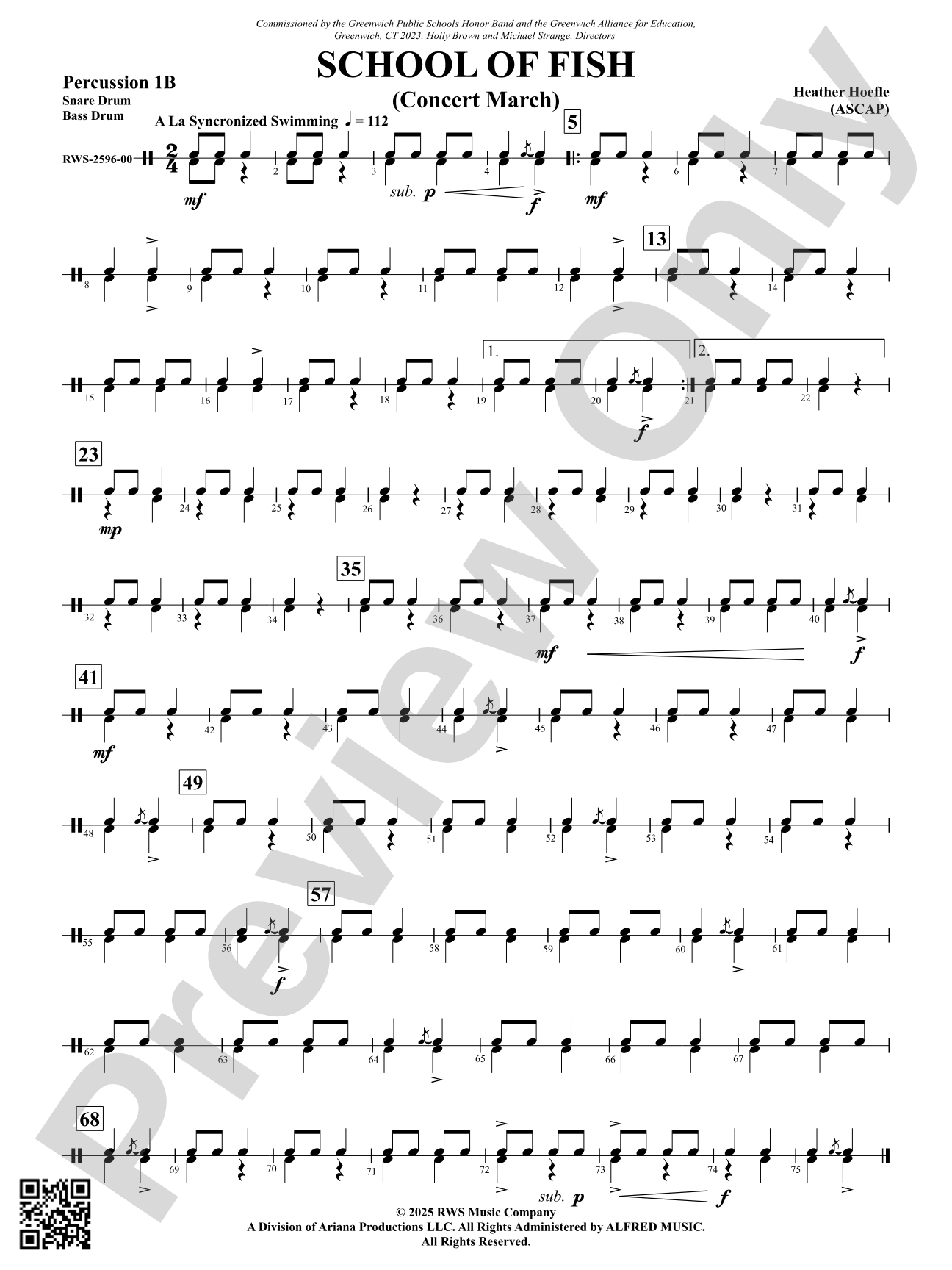 School Of Fish (Concert March): Percussion 1B