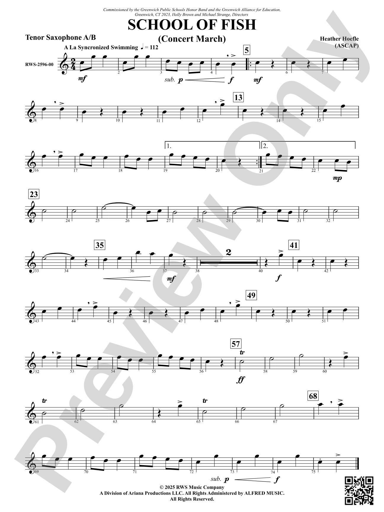 School Of Fish (Concert March): Tenor Saxophone A/B