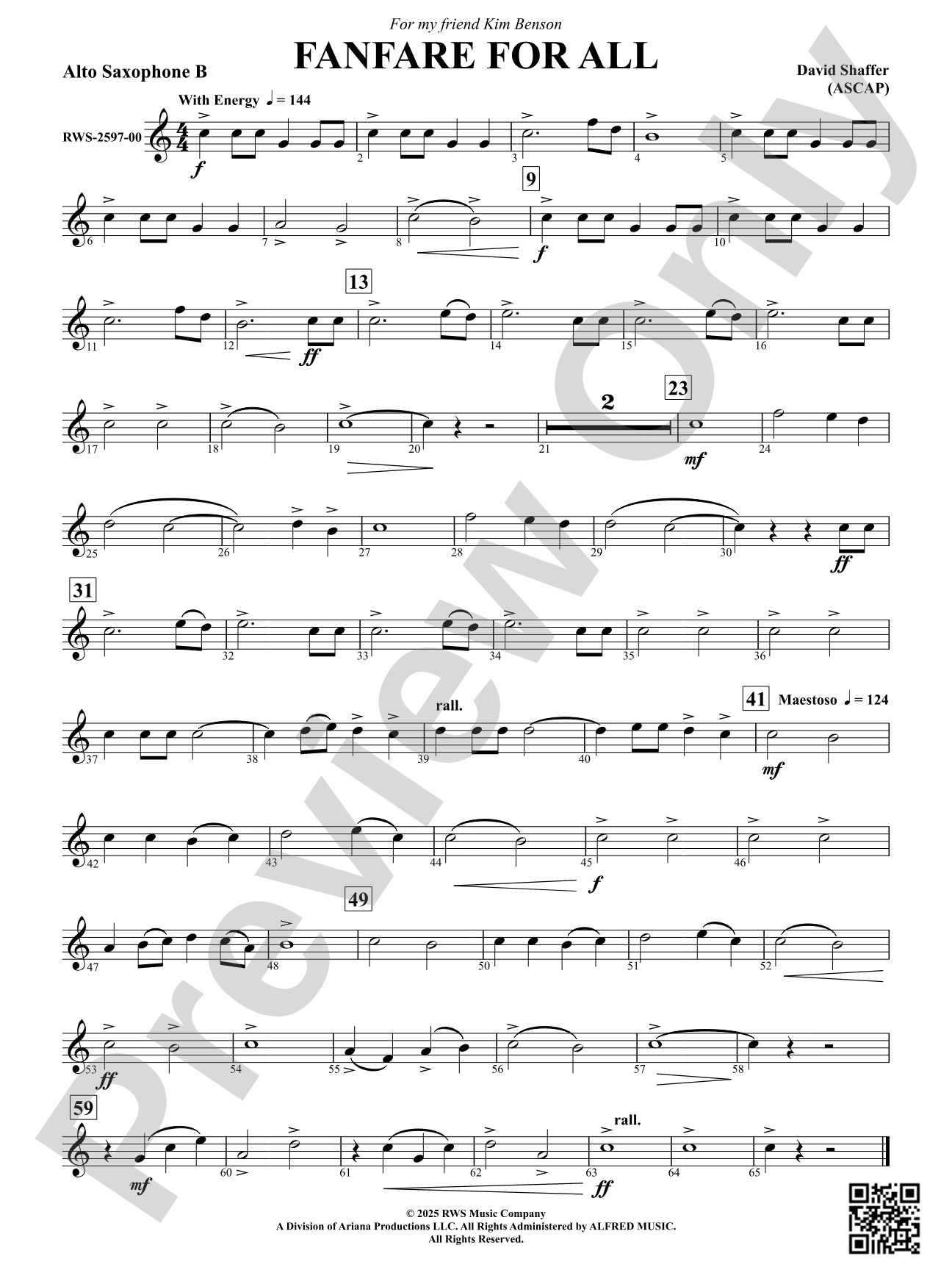 Fanfare For All: Alto Saxophone B