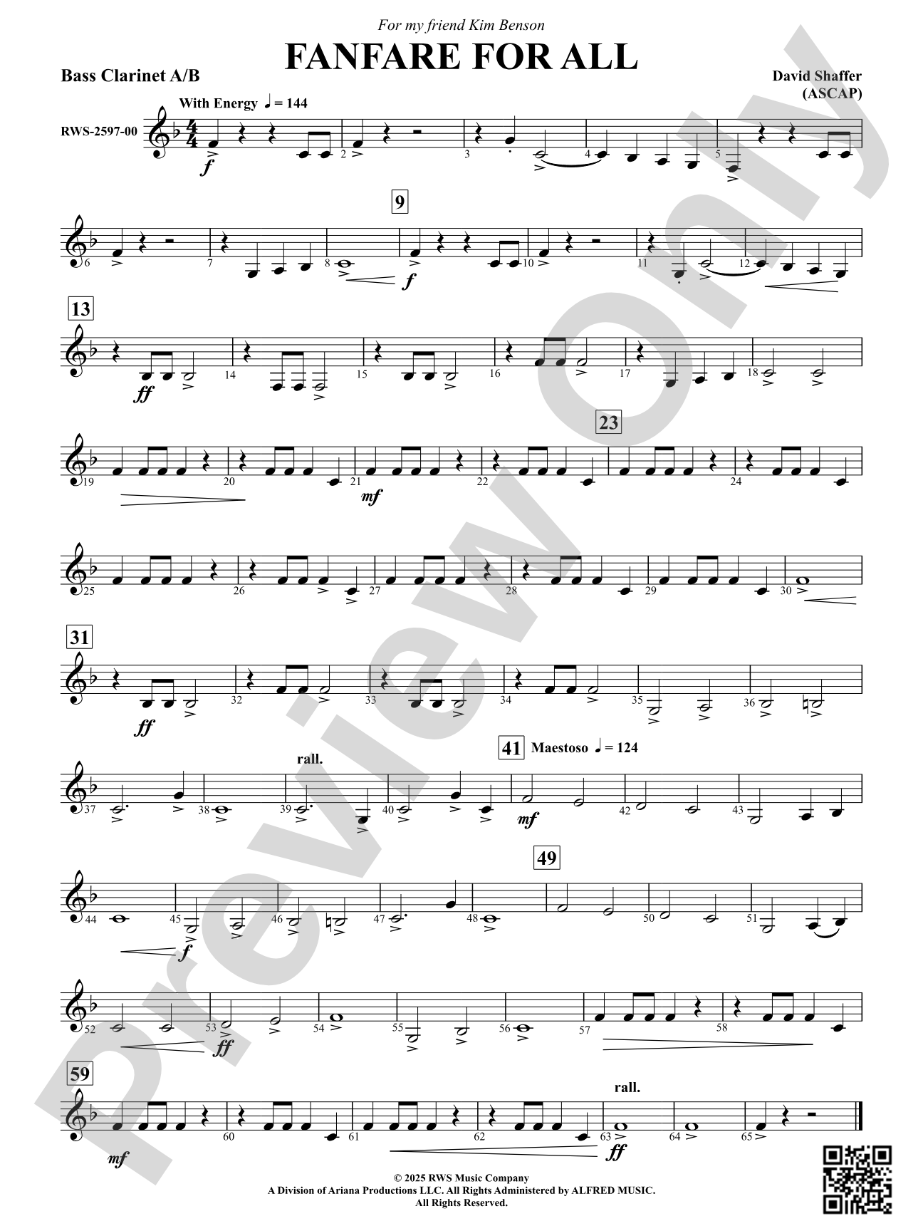 Fanfare For All: Bass Clarinet A/B