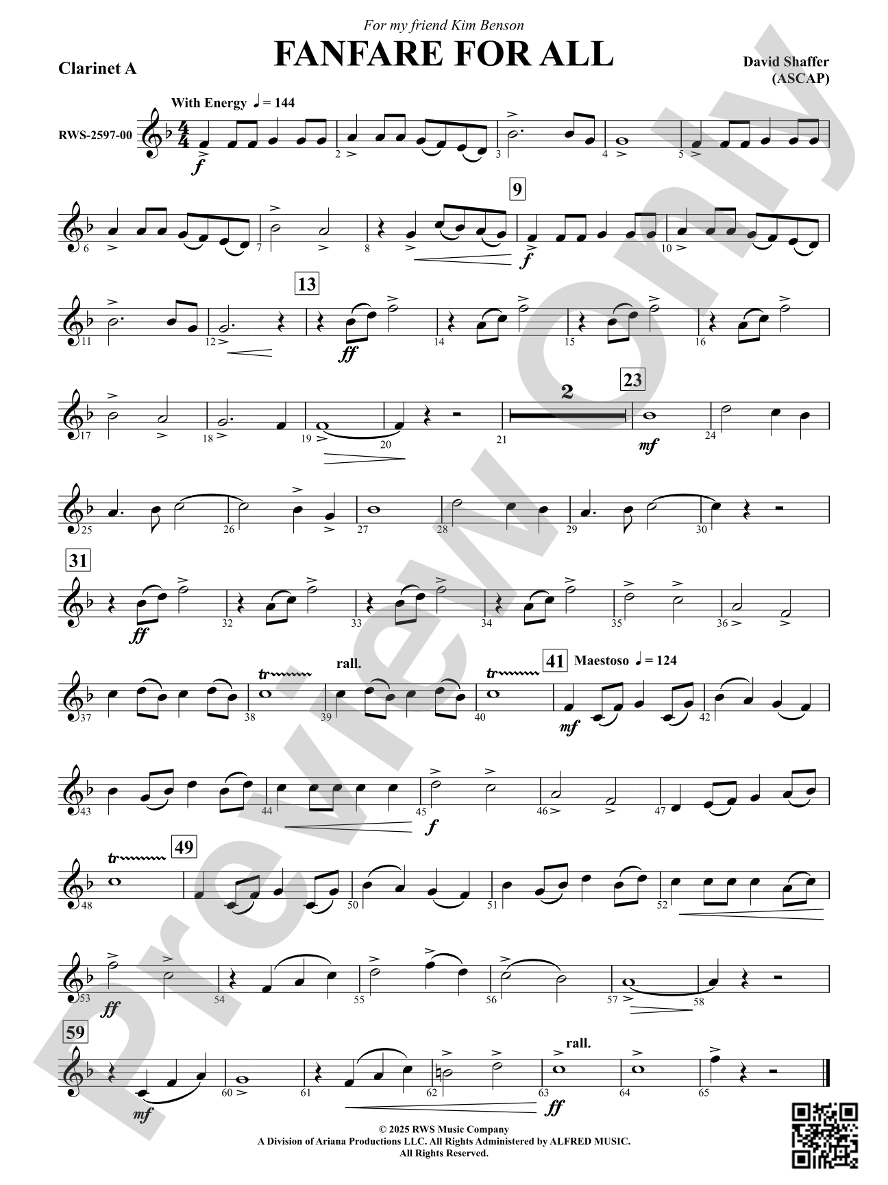 Fanfare For All: Clarinet A