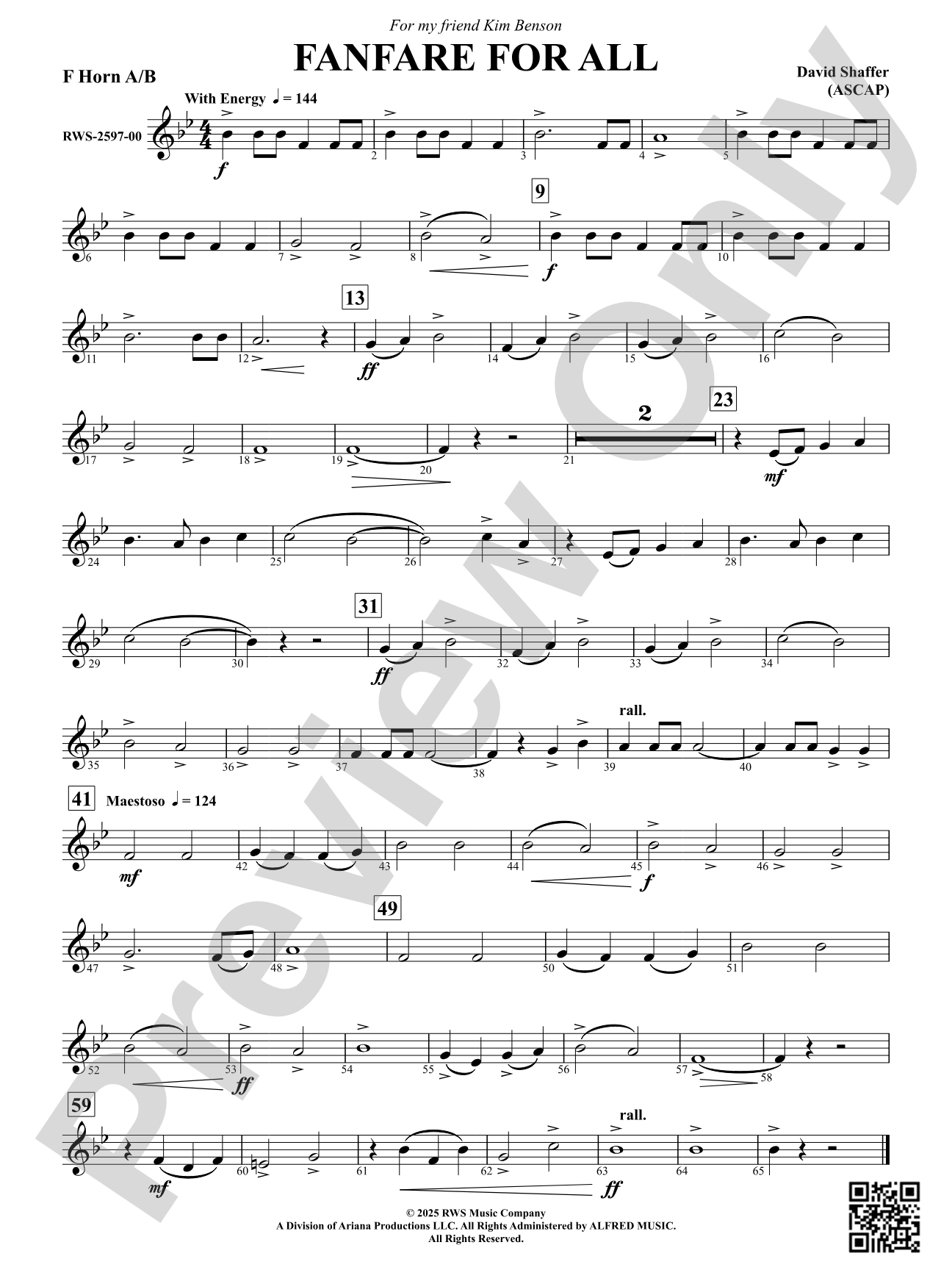 Fanfare For All: F Horn A/B
