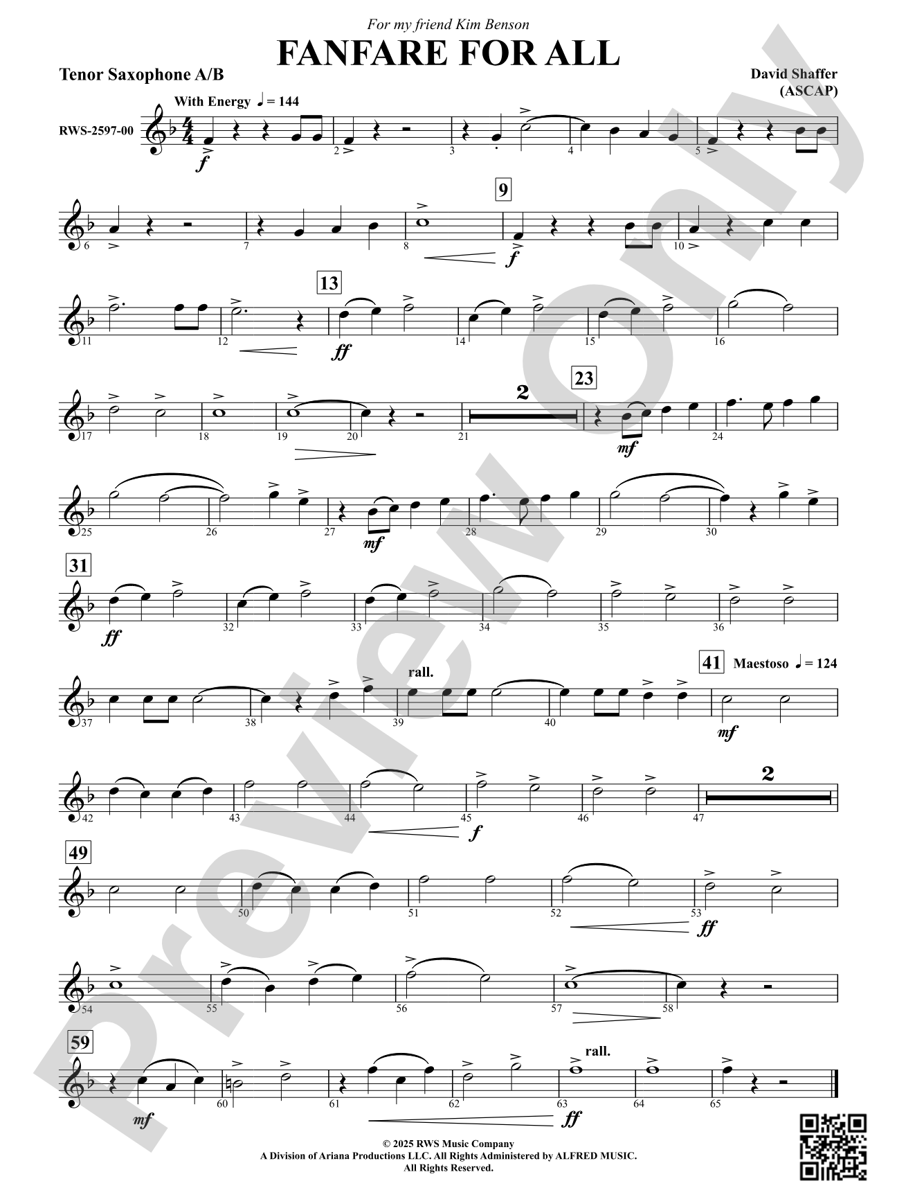 Fanfare For All: Tenor Saxophone A/B