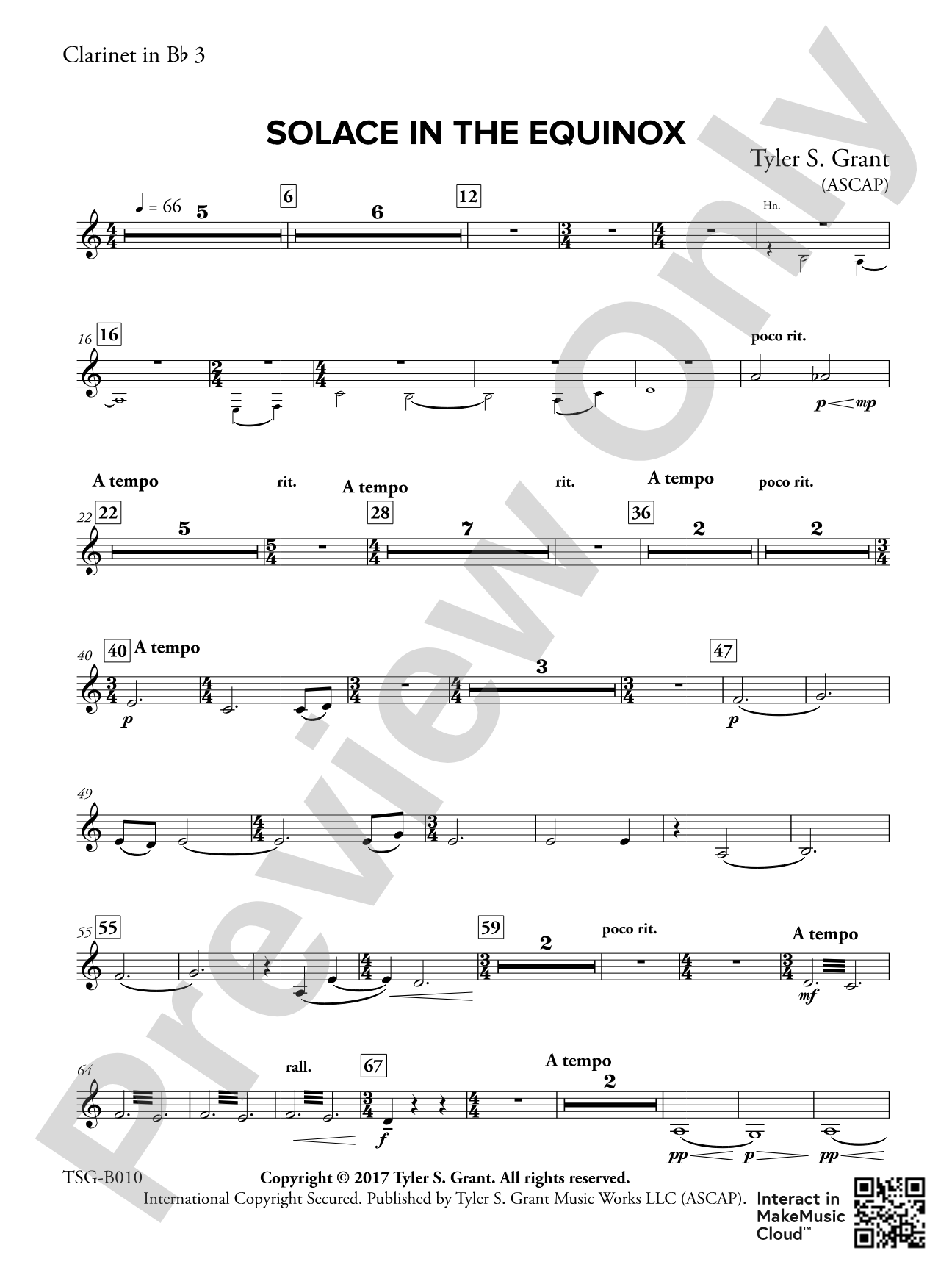 Solace in the Equinox: 3rd B-flat Clarinet