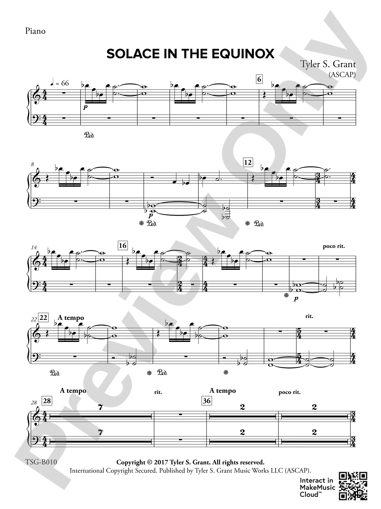 Solace in the Equinox: Piano Accompaniment